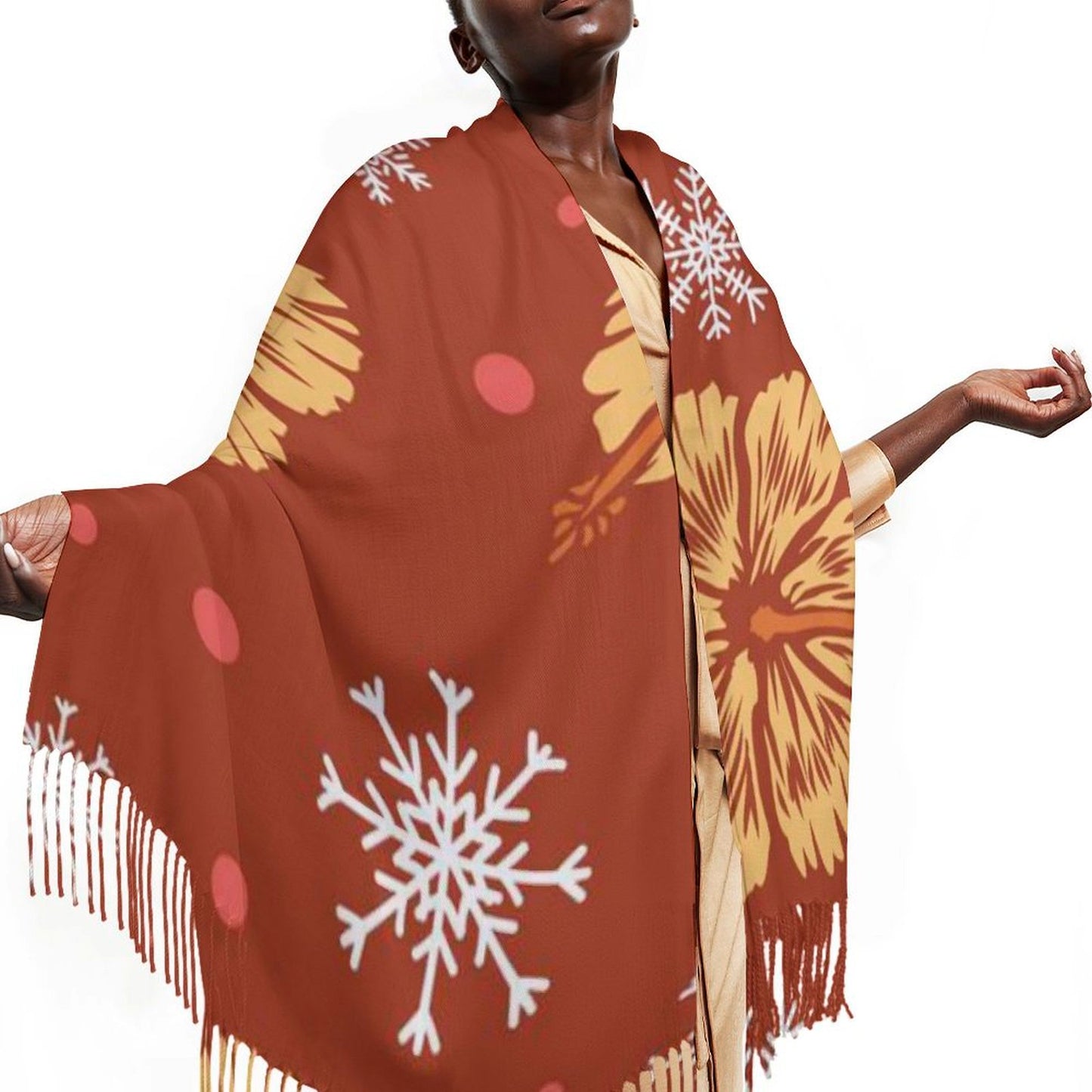 All-Over Print Tassel Scarf