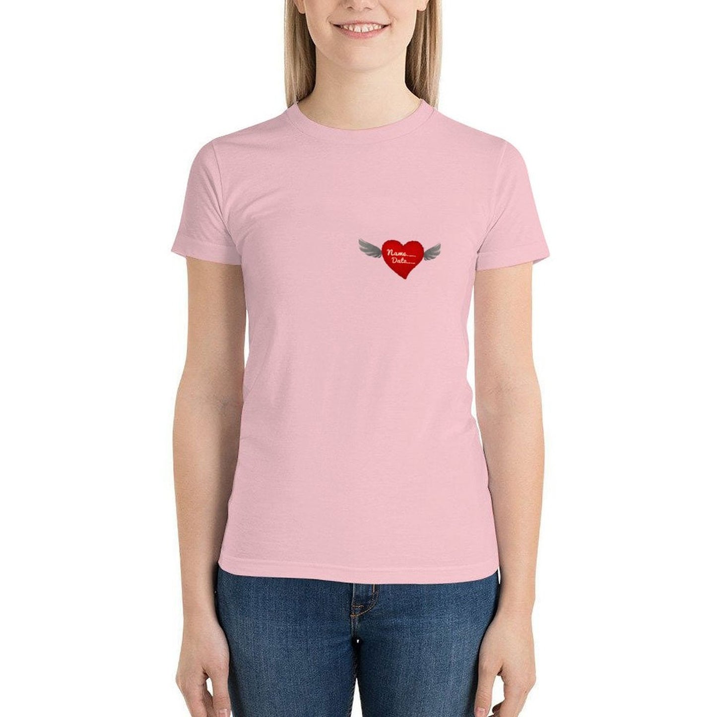 100% Cotton Women's Short Sleeve T-Shirt(front and back printing)