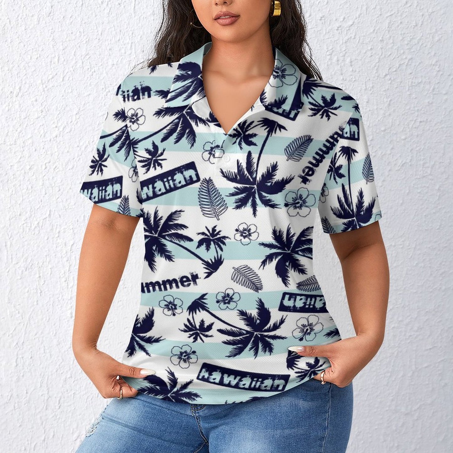 All-Over Print Women's POLO Straight Top