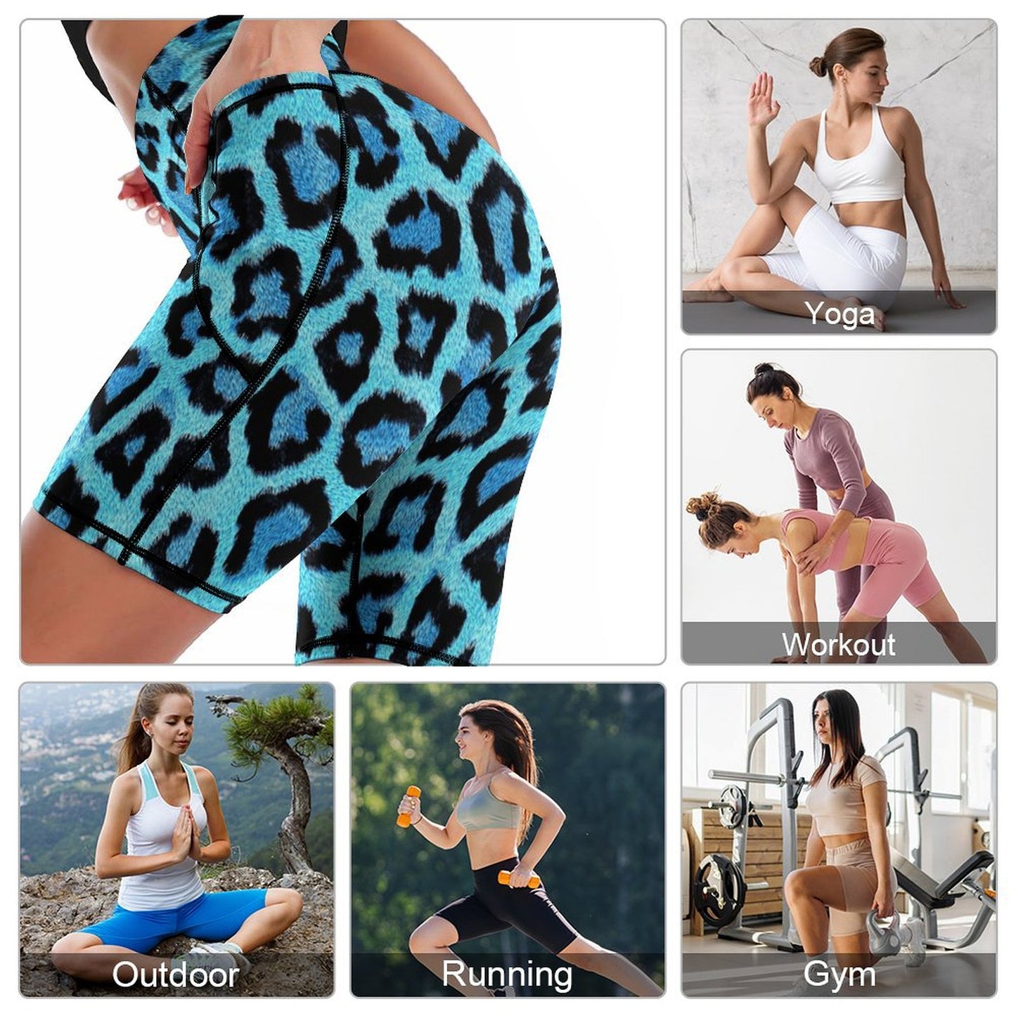 All-Over Print Higher Quality Knee-Length Yoga Shorts( two pockets )