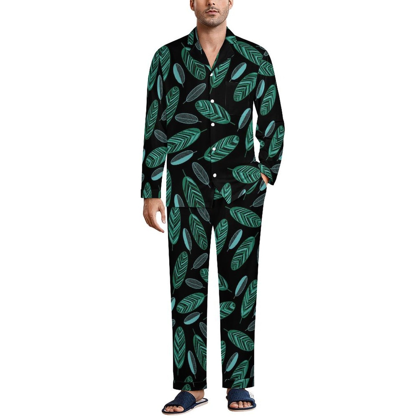 All-Over Print Men's Cuban Neck Pajama Set