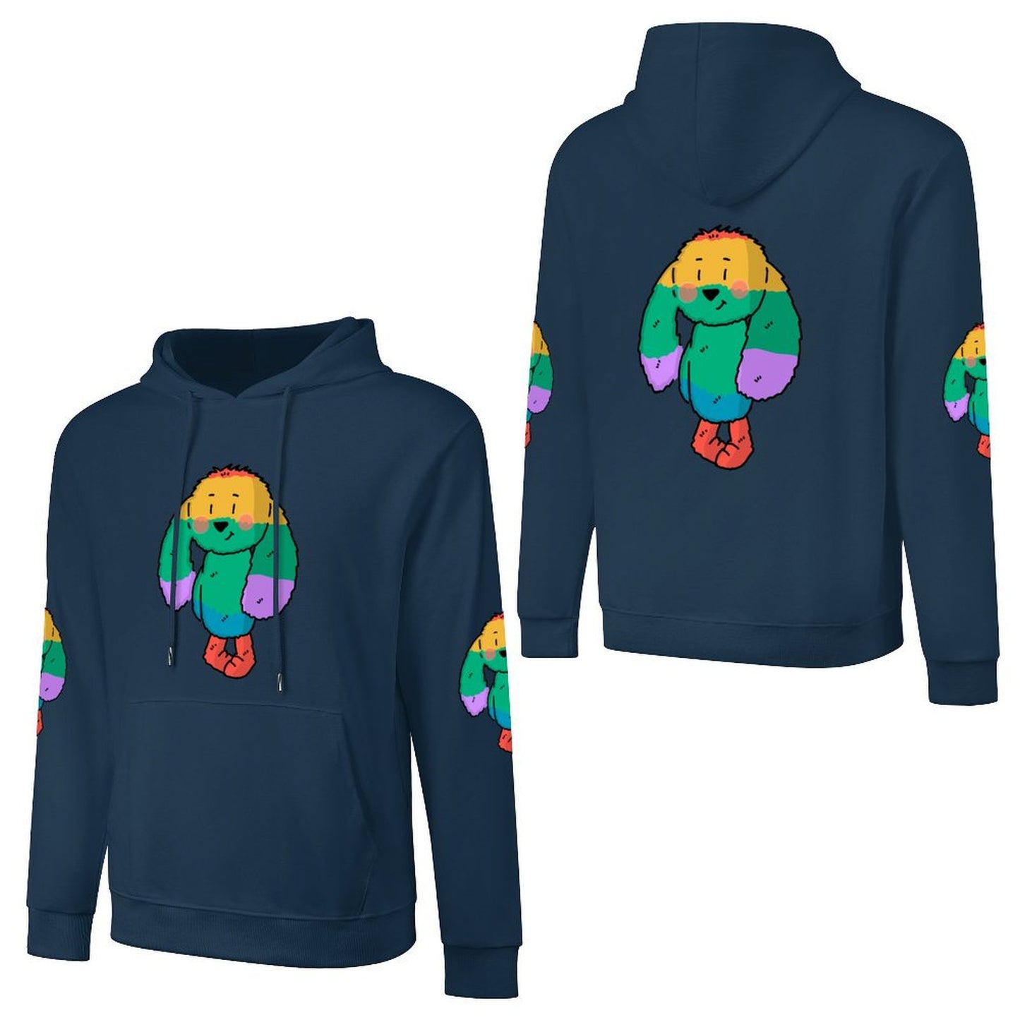 100% Cotton Multicolor Hoodie (front and back + 2 sleeve printed)