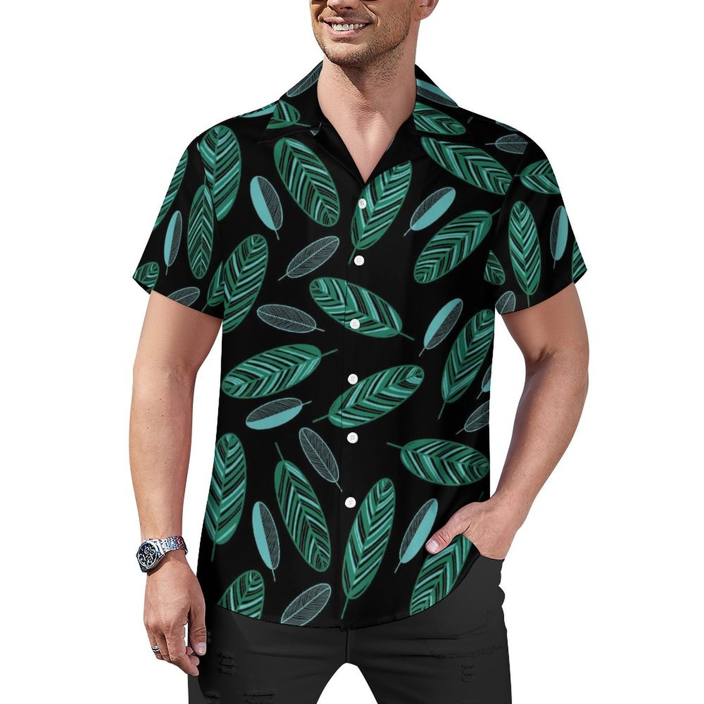 All-Over Print Cuban Collar Shirt