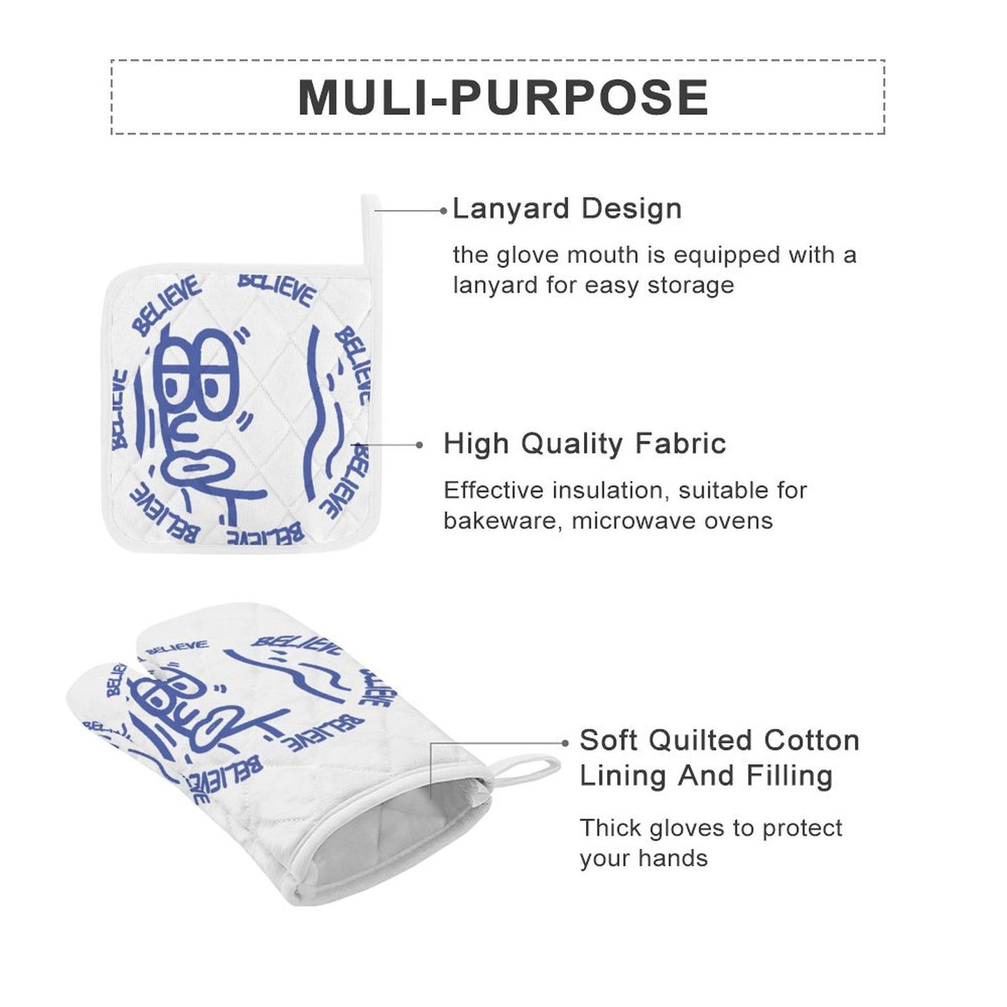 Insulated Mitts and Pan Liners (Set of 4)