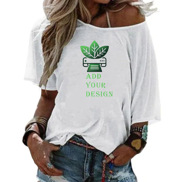 All-Over Print Women's Mid Sleeve Straight Neck T-shirt