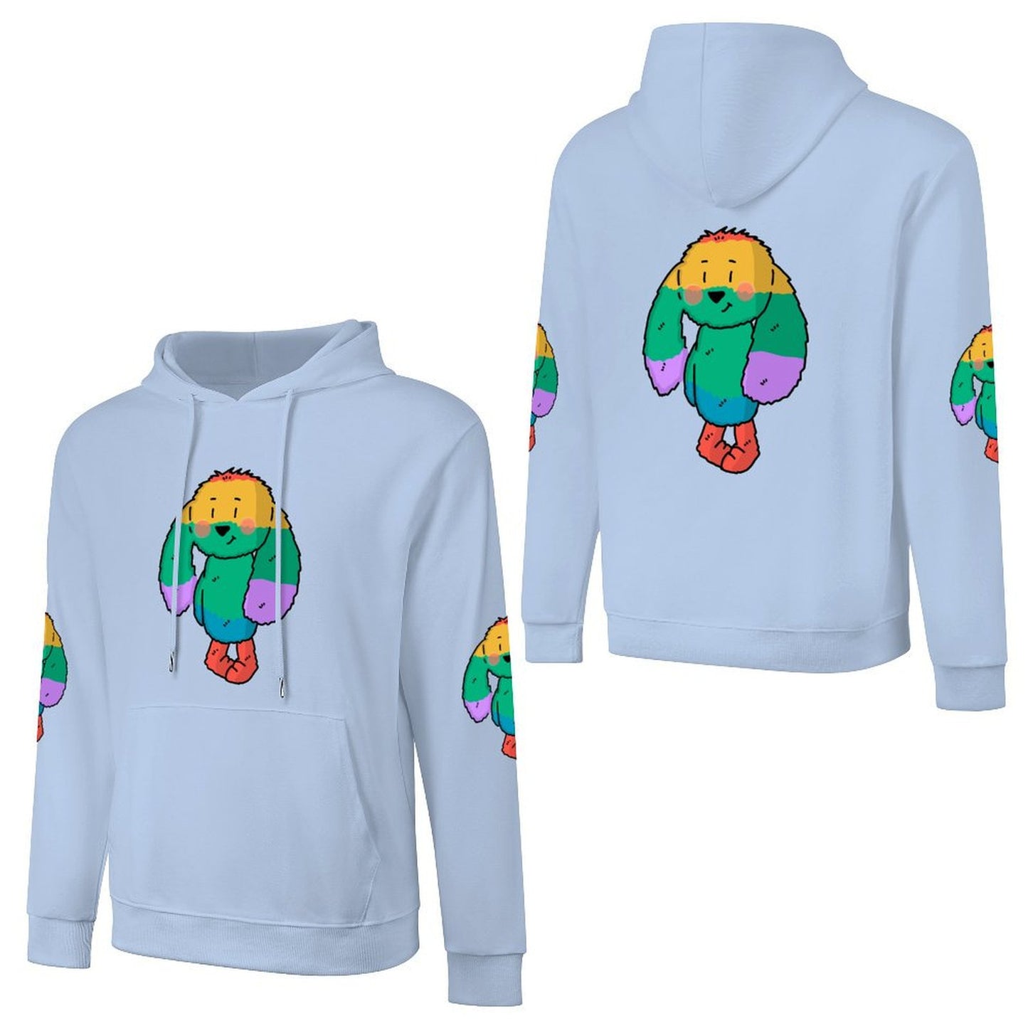 100% Cotton Multicolor Hoodie (front and back + 2 sleeve printed)