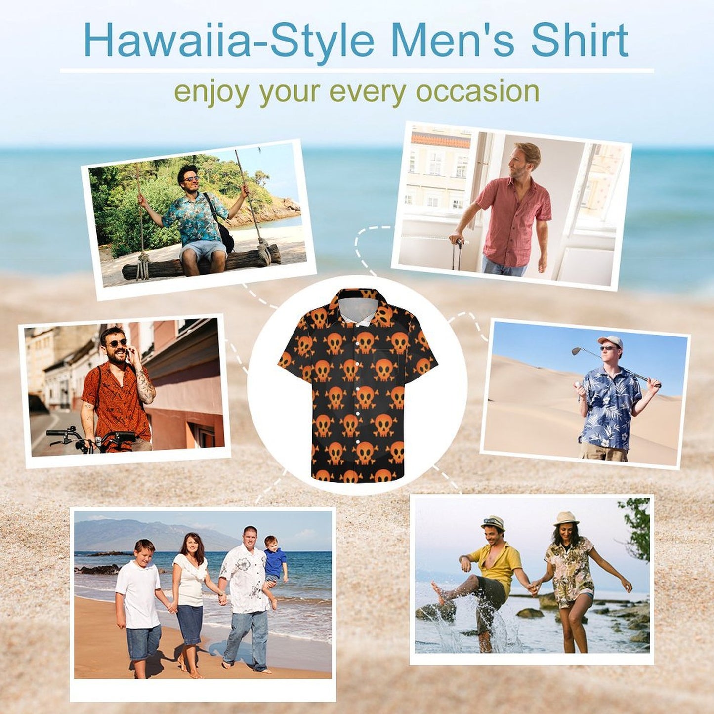 All-Over Print Collar Short Sleeve Shirt (with pocket)