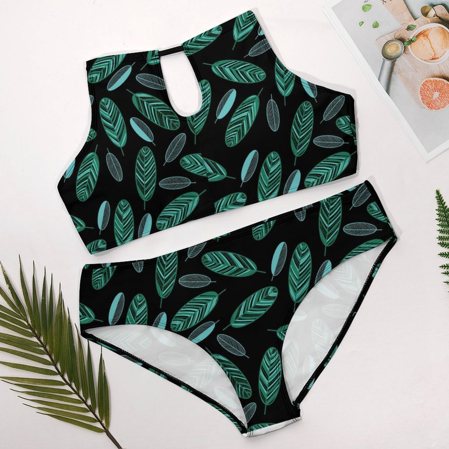 All-Over Print Plus Size Bikini Swimsuit