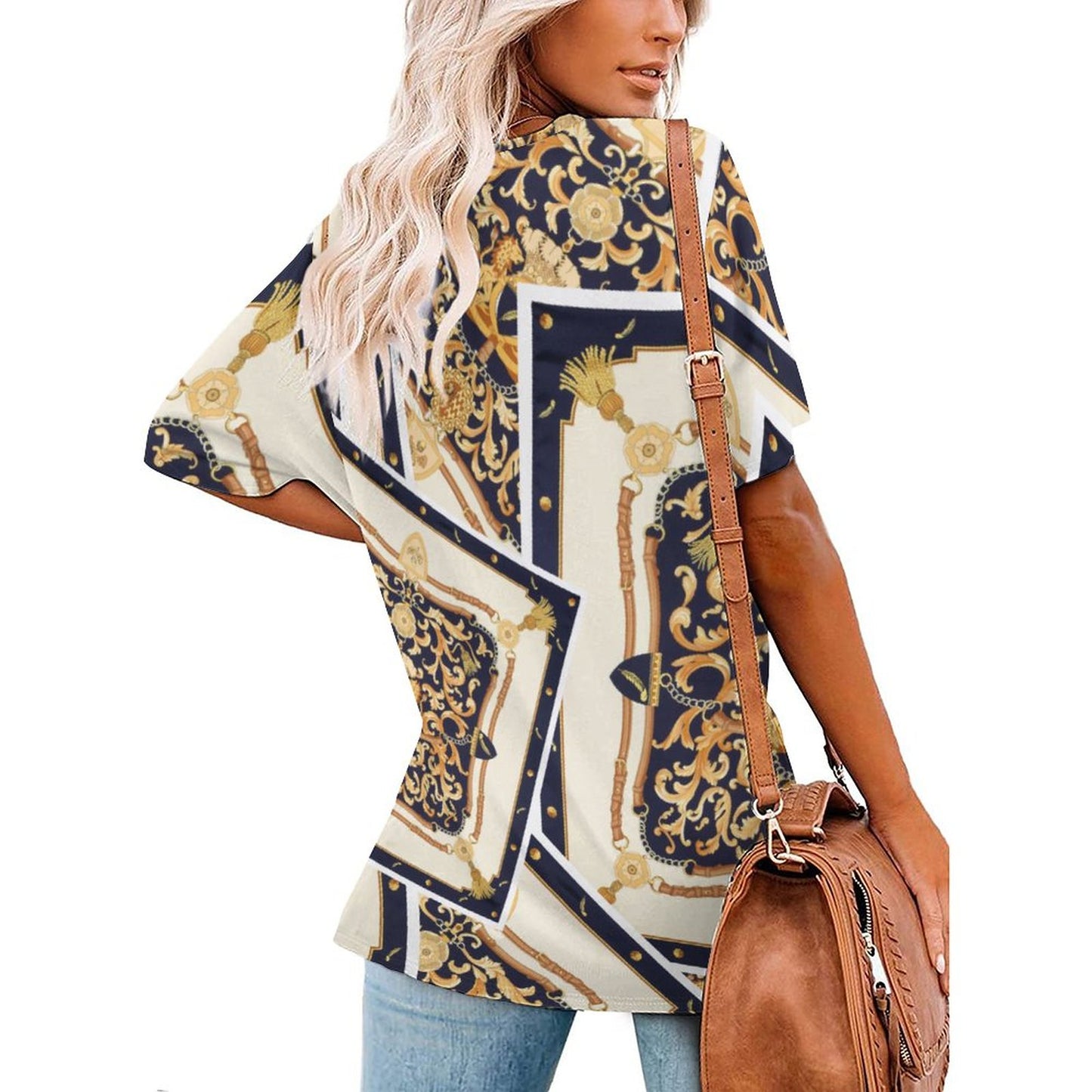 All-Over Print Women's V-neck Short Sleeve T-shirt
