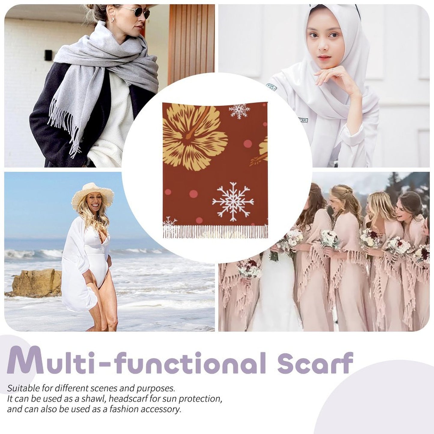 All-Over Print Tassel Scarf