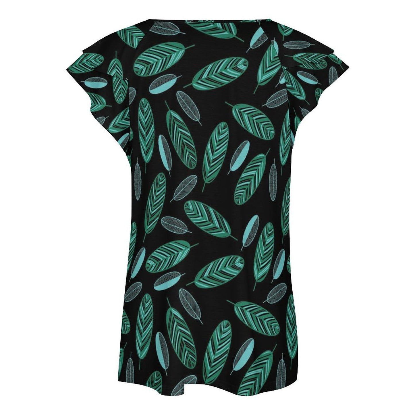 All-Over Print Women's Ruffle Short Sleeve V-Neck T-Shirt