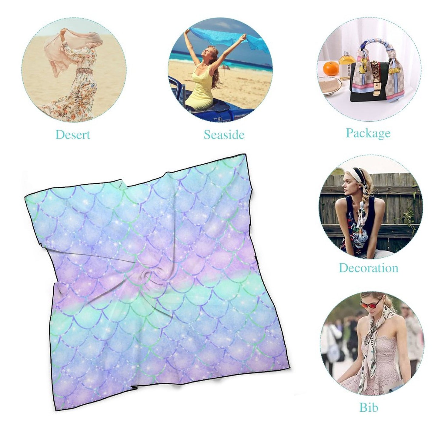 All-Over Print Multi-purpose Silk Scarves