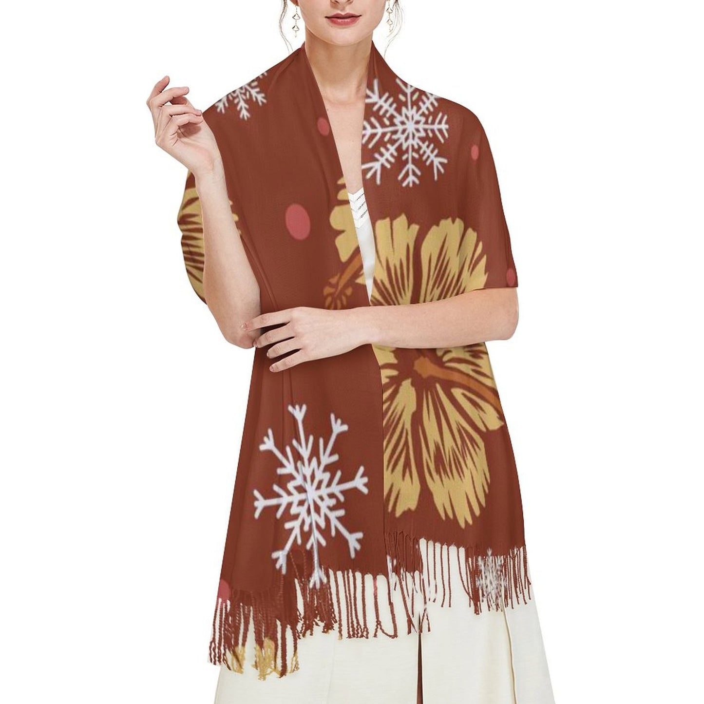 All-Over Print Tassel Scarf