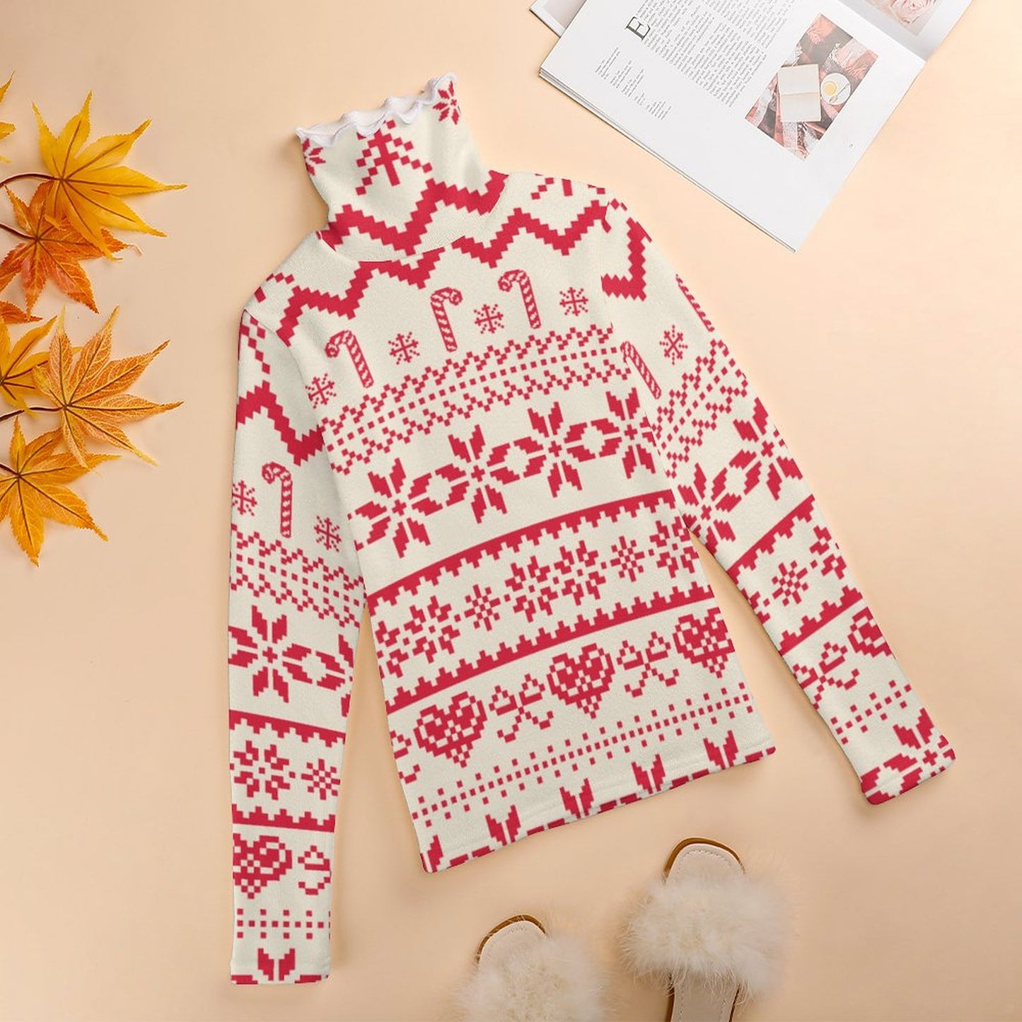 All-Over Print Women's Turtleneck Sweater