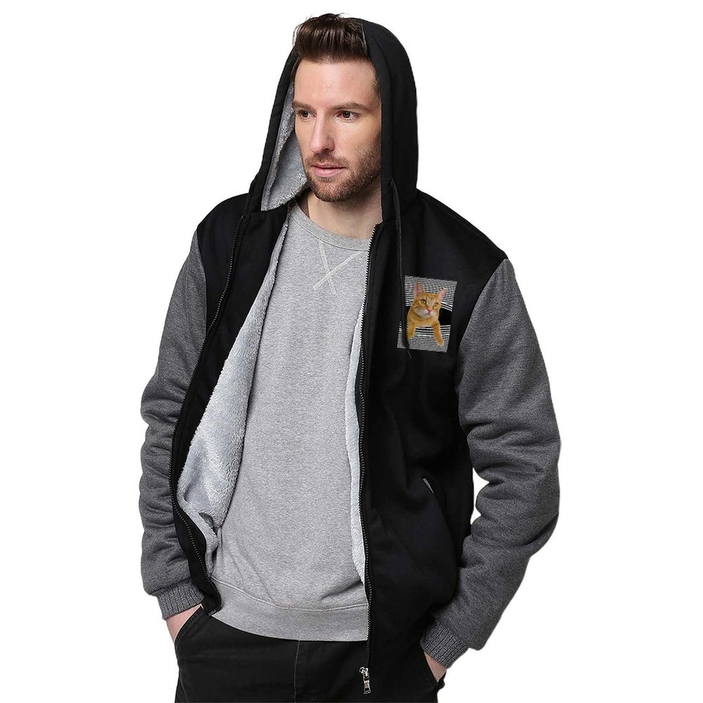 Zipper Thermal Thickened Padded Hoodie