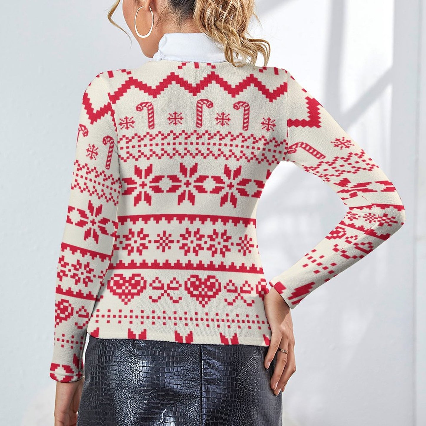 All-Over Print Women's Turtleneck Sweater