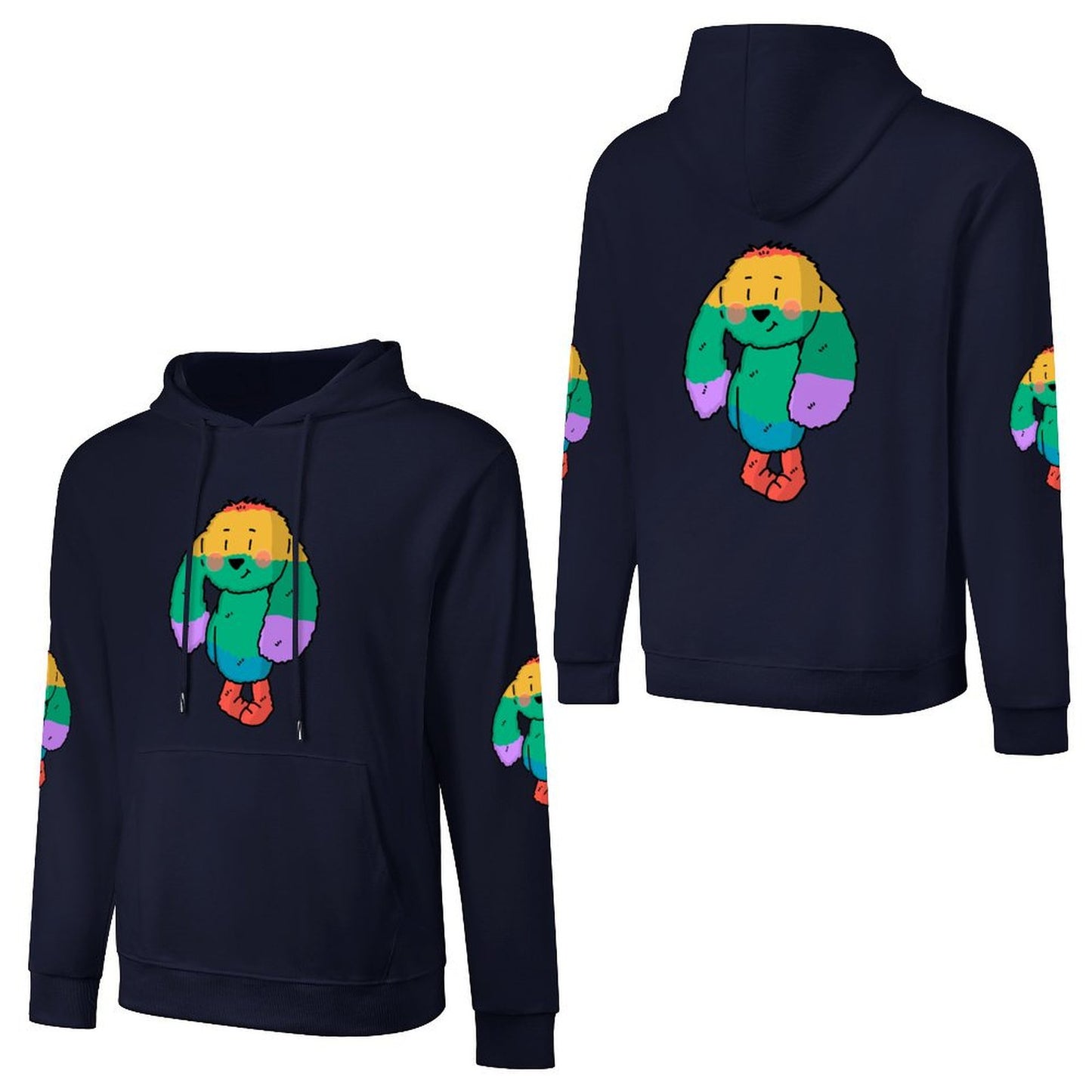 100% Cotton Multicolor Hoodie (front and back + 2 sleeve printed)