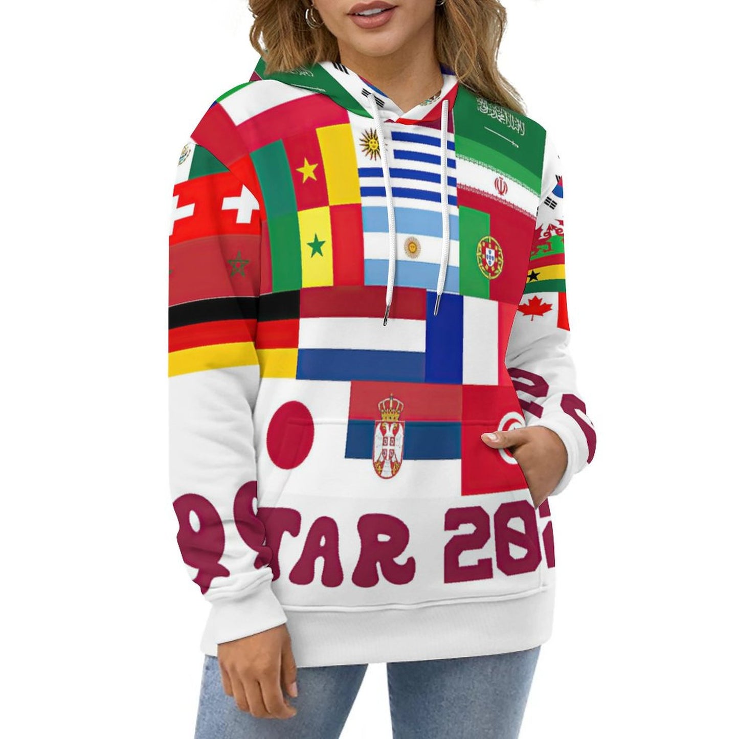 All-Over Print Loose-Fit Adult Hoodie with Double Layer Hood