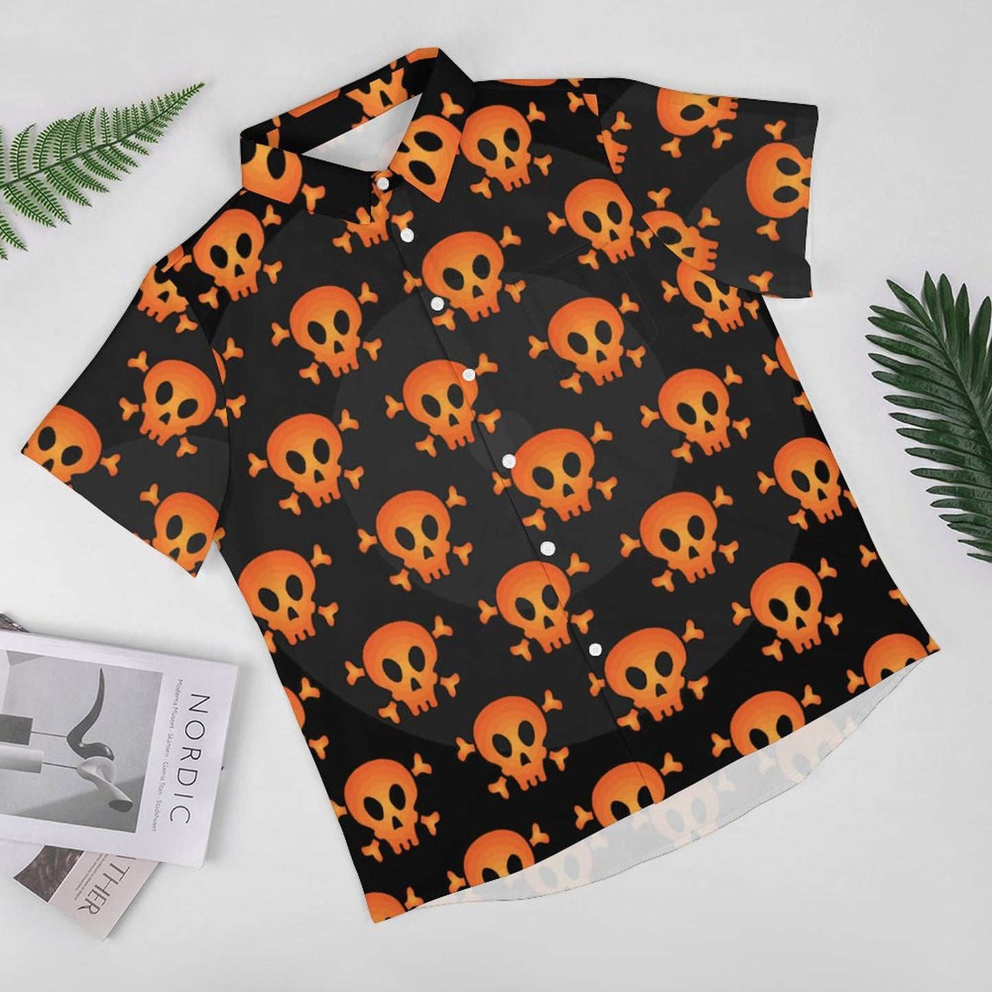 All-Over Print Collar Short Sleeve Shirt (with pocket)