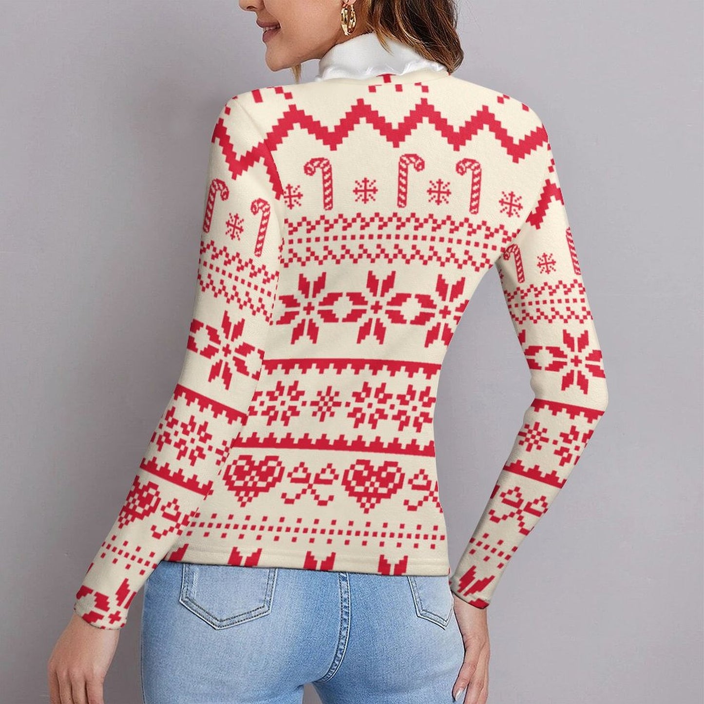 All-Over Print Women's Turtleneck Sweater