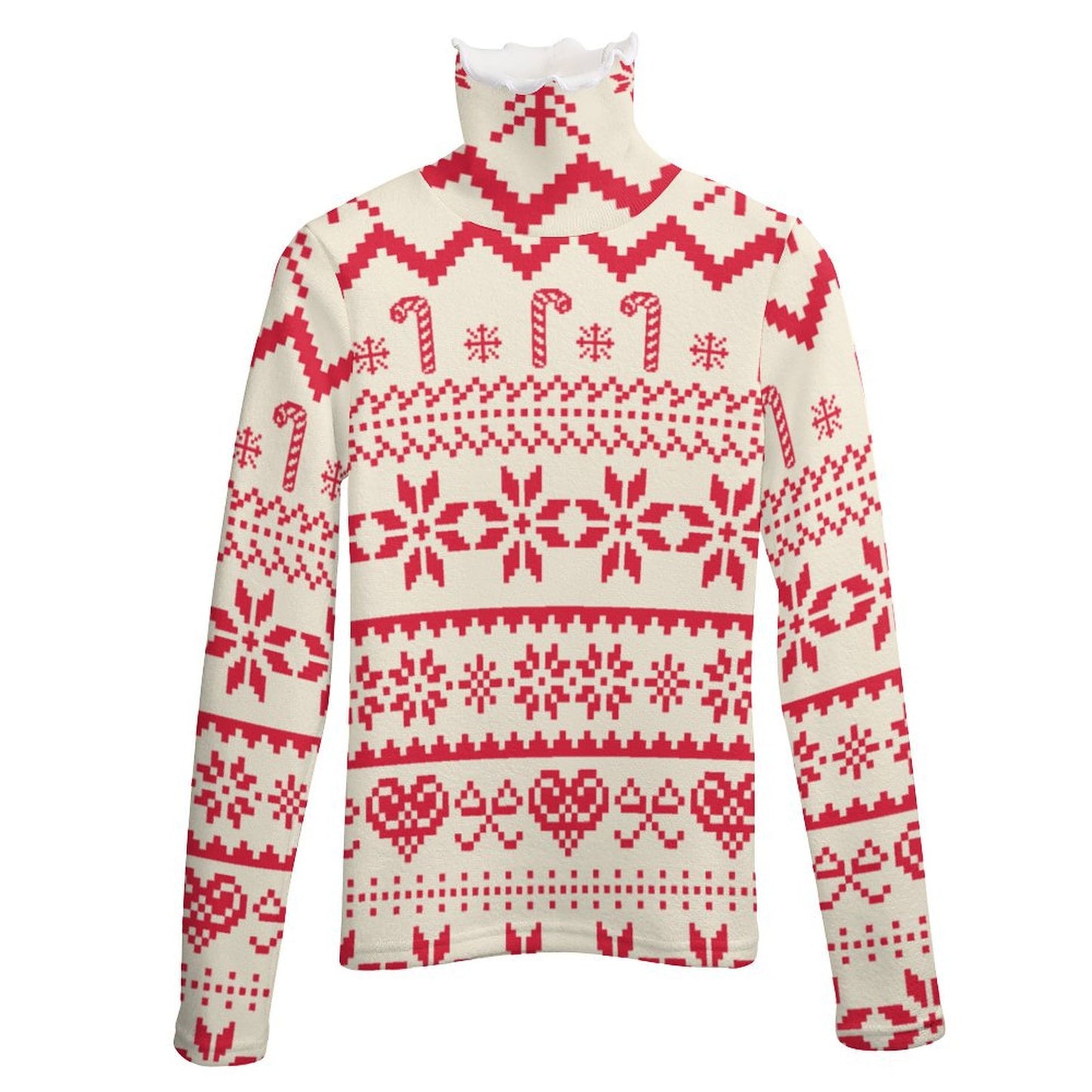 All-Over Print Women's Turtleneck Sweater