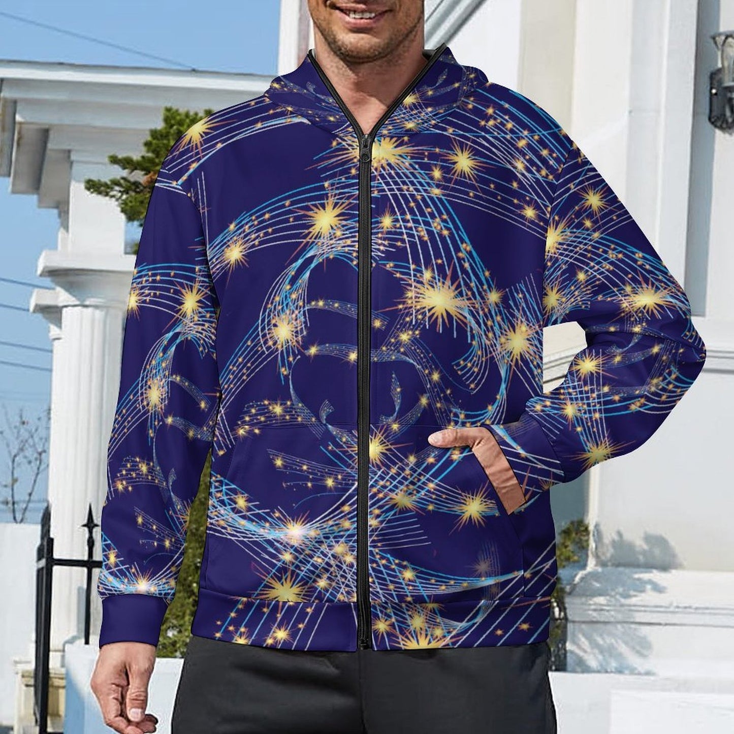 All-Over Print Zipper to Head Hoodie