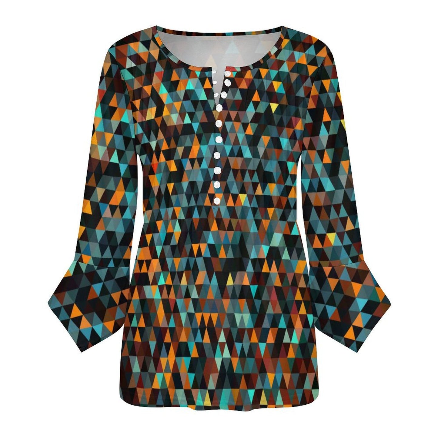 All-Over Print Women's Ruffled Petal Sleeve Top