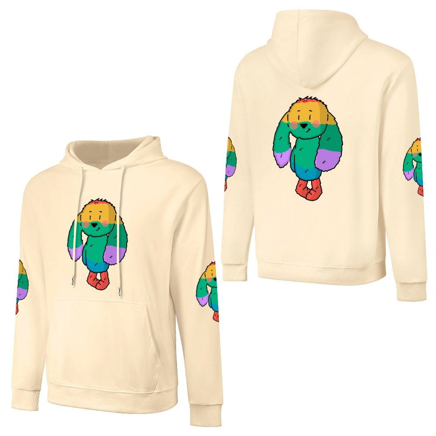 100% Cotton Multicolor Hoodie (front and back + 2 sleeve printed)