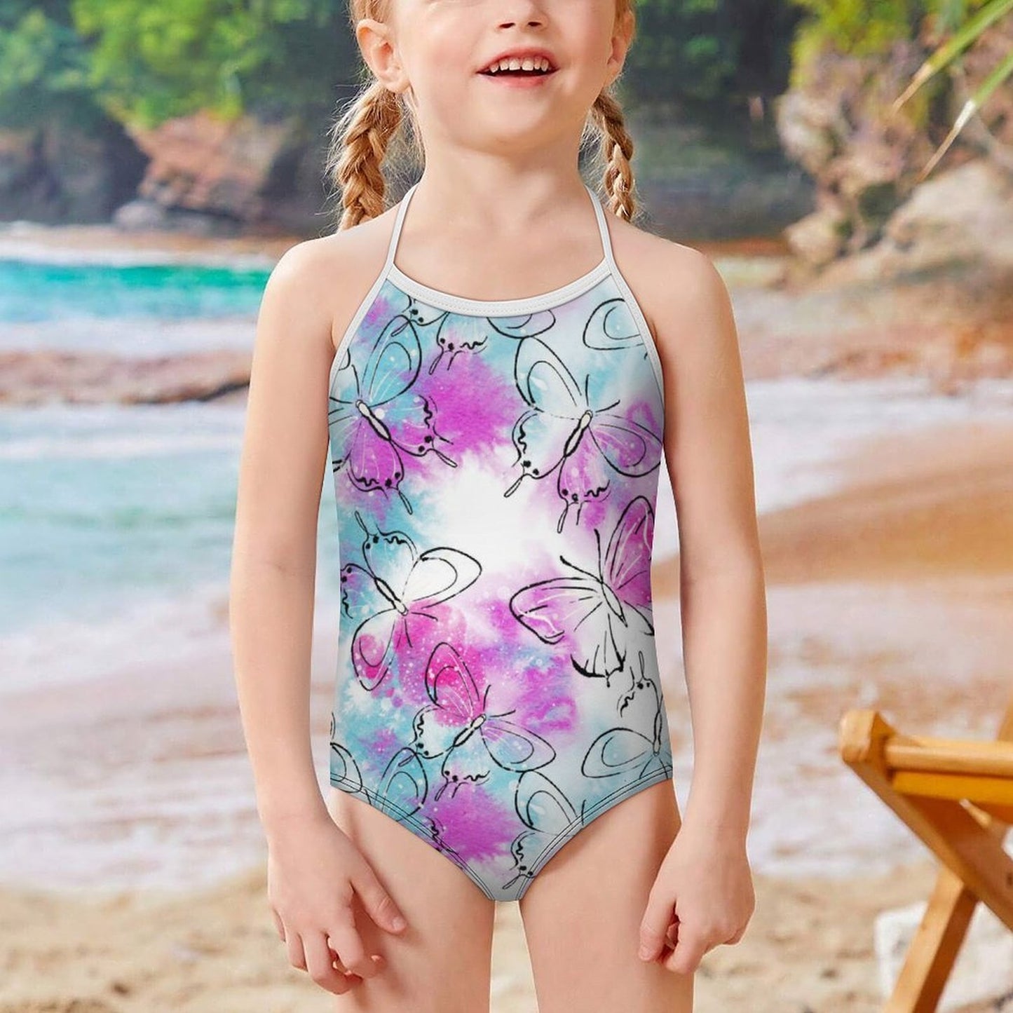 All-Over Print Children's Strap Swimsuit