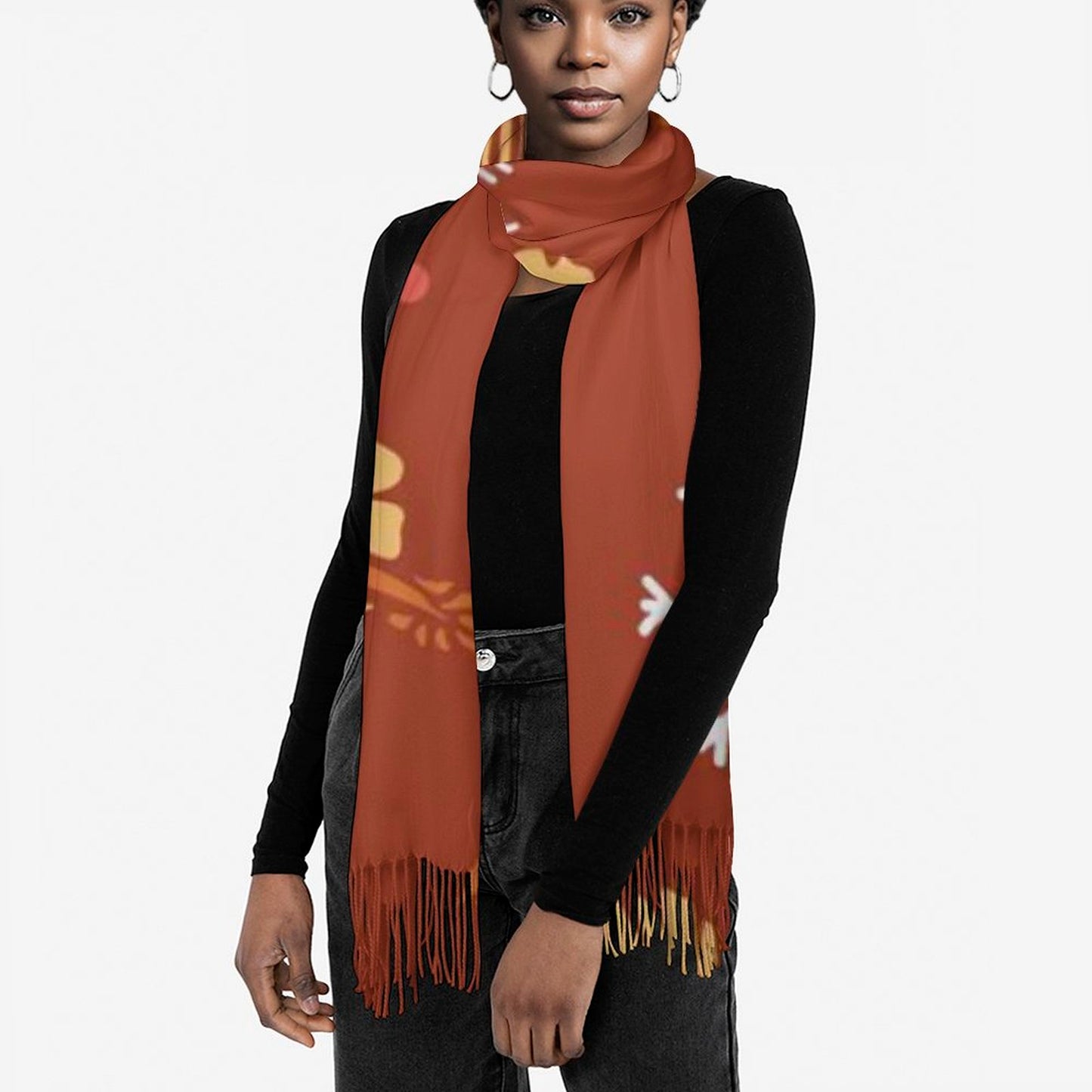 All-Over Print Tassel Scarf