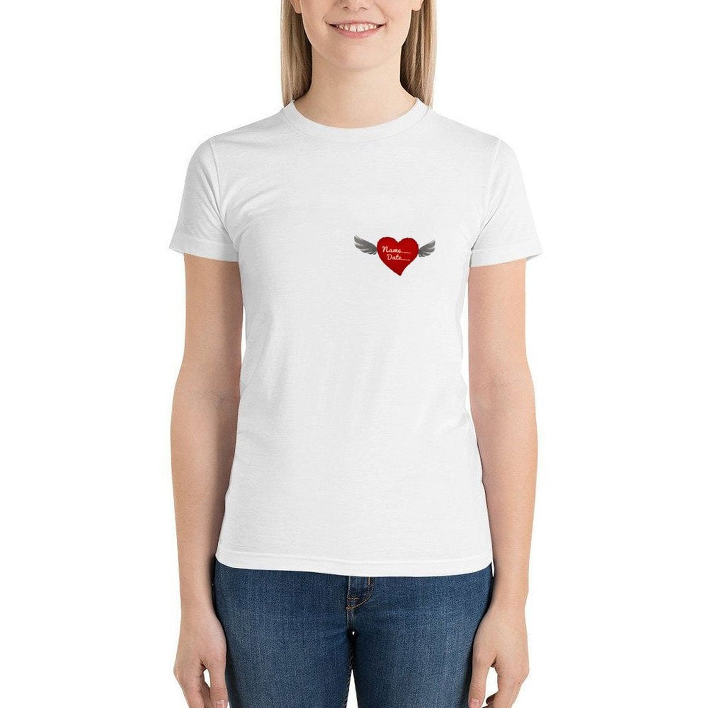100% Cotton Women's Short Sleeve T-Shirt(front and back printing)