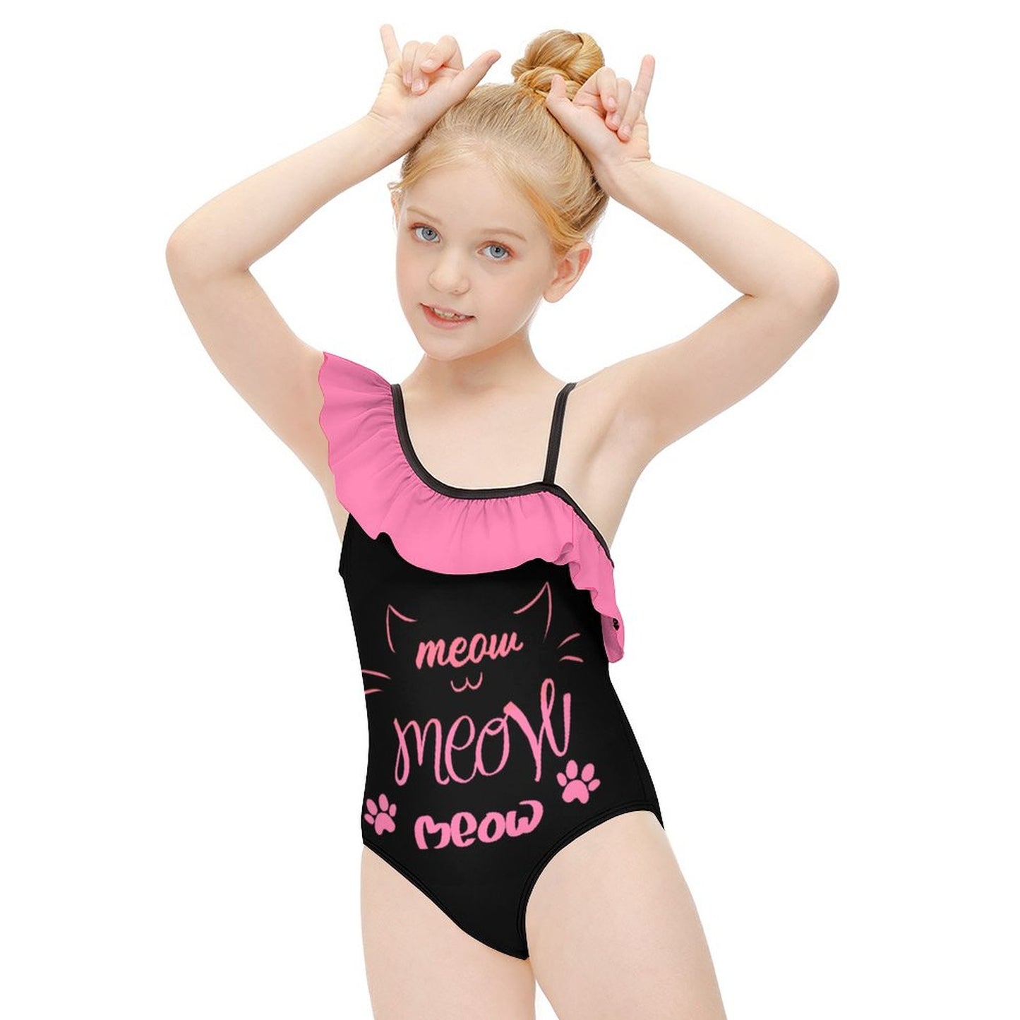 All-Over Print Children's Ruffle One-piece Swimsuit