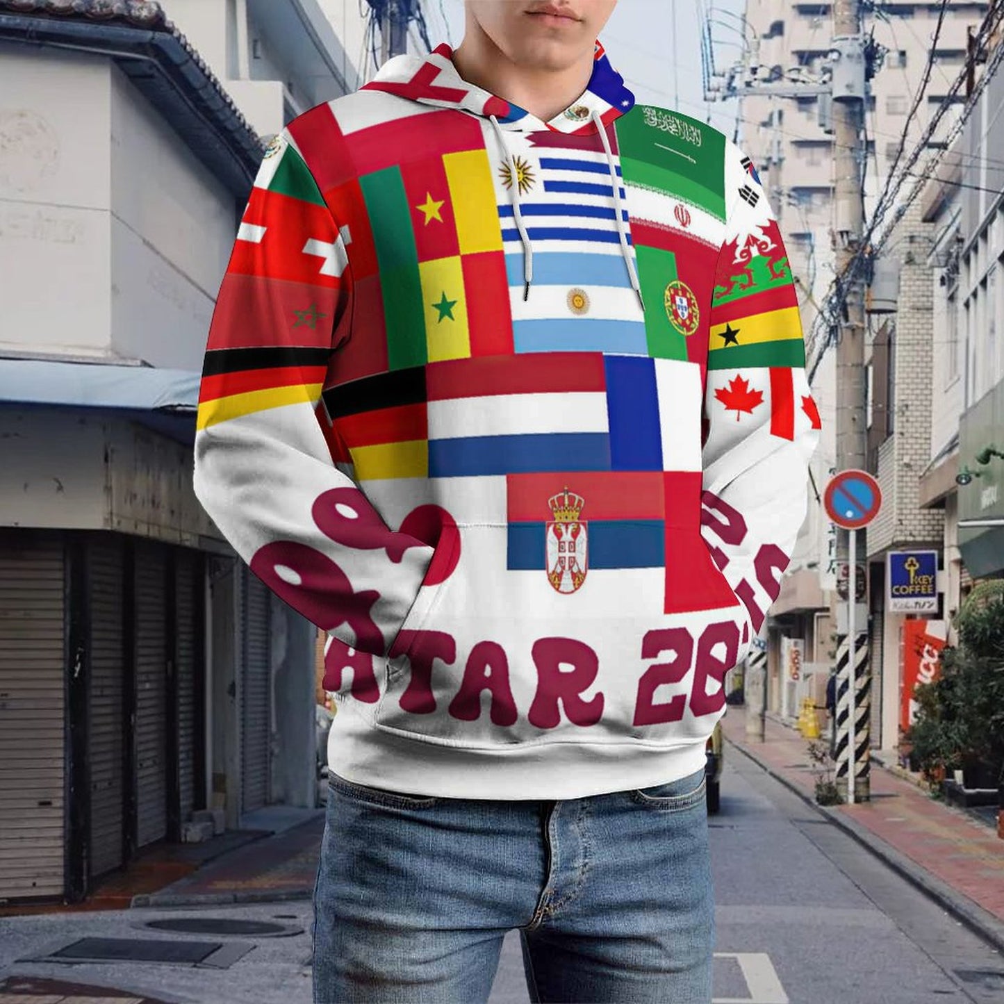 All-Over Print Loose-Fit Adult Hoodie with Double Layer Hood