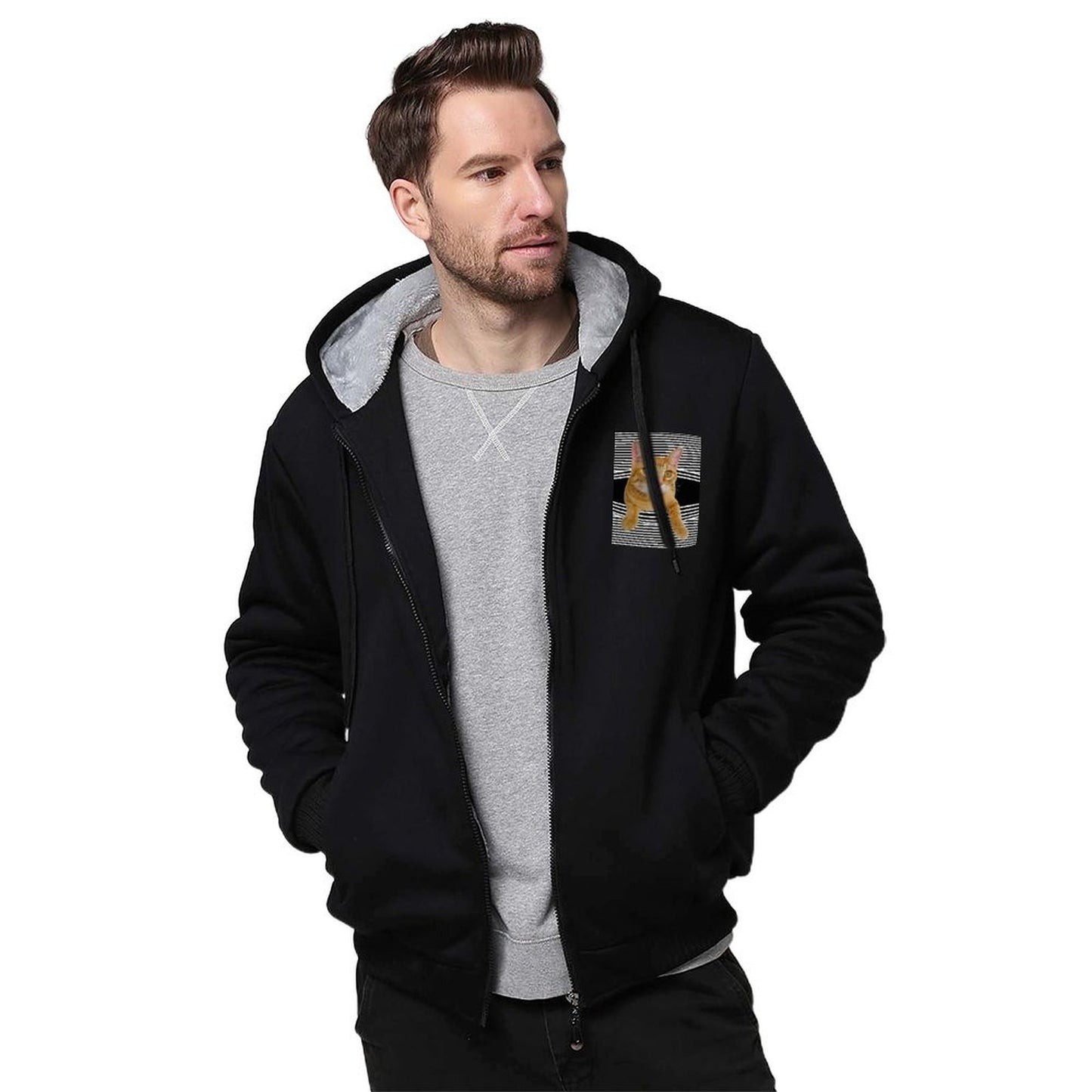 Zipper Thermal Thickened Padded Hoodie