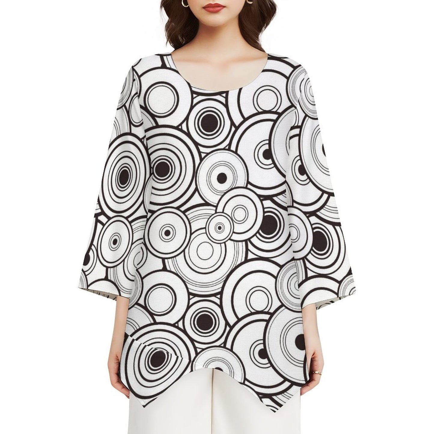 All-Over Print Women's Faux Hemp Long Sleeve Top