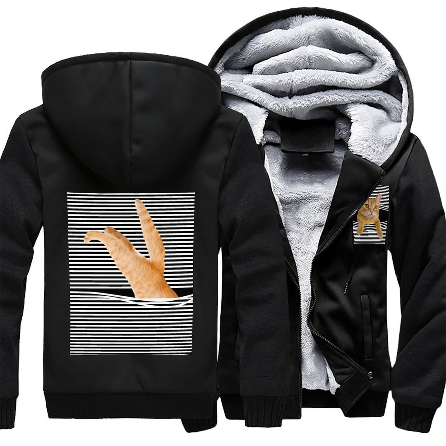 Zipper Thermal Thickened Padded Hoodie
