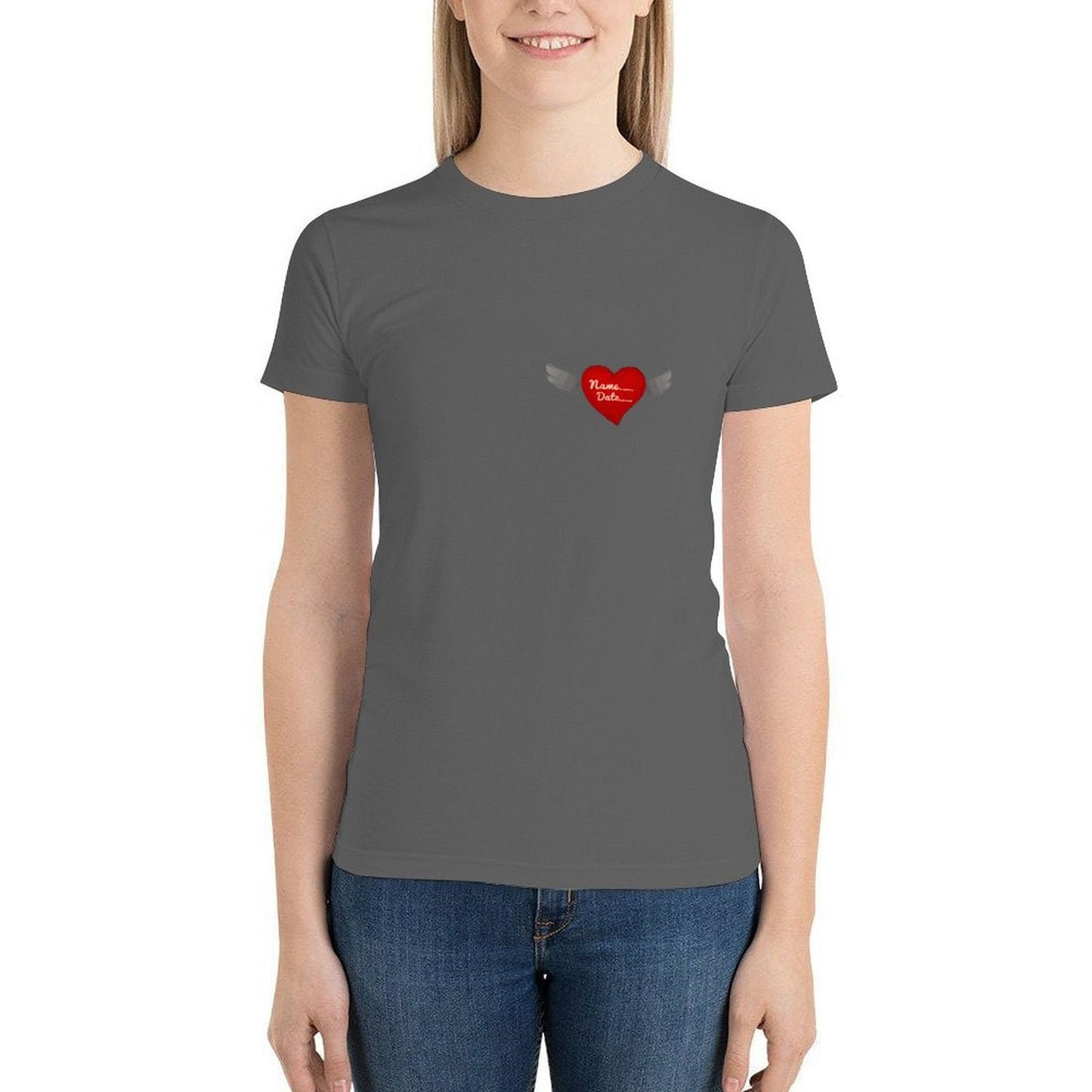 100% Cotton Women's Short Sleeve T-Shirt(front and back printing)