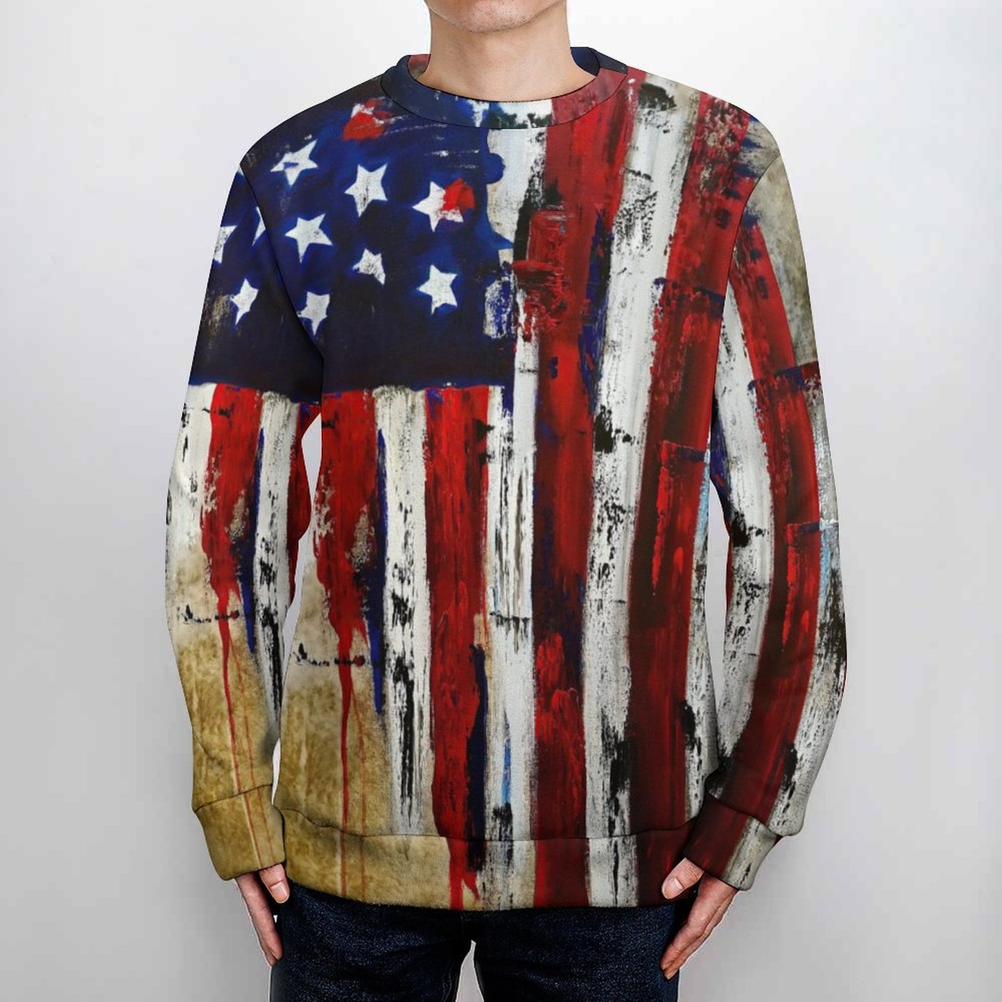 All-Over Print Round Neck Sweater