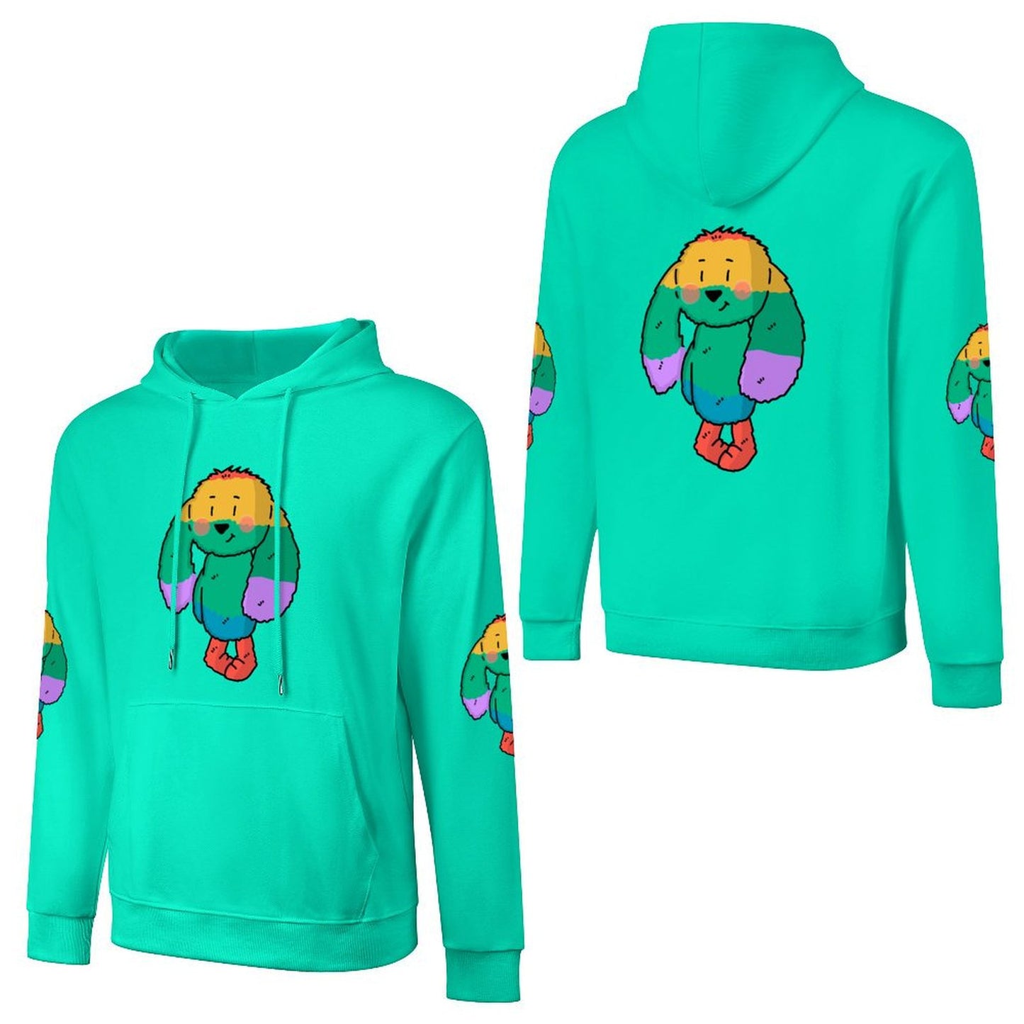 100% Cotton Multicolor Hoodie (front and back + 2 sleeve printed)