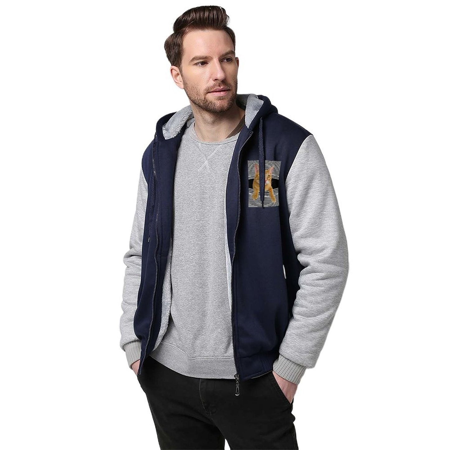 Zipper Thermal Thickened Padded Hoodie