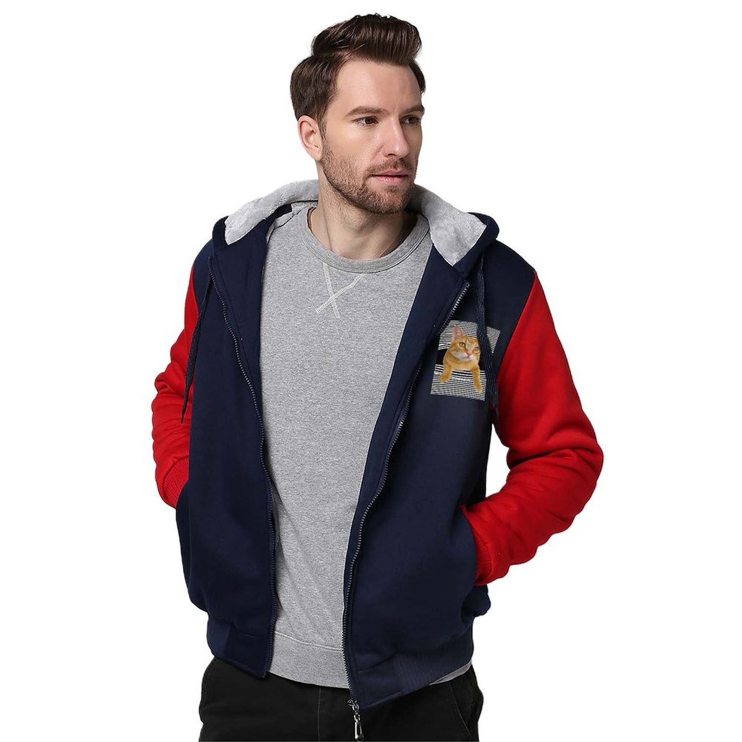 Zipper Thermal Thickened Padded Hoodie