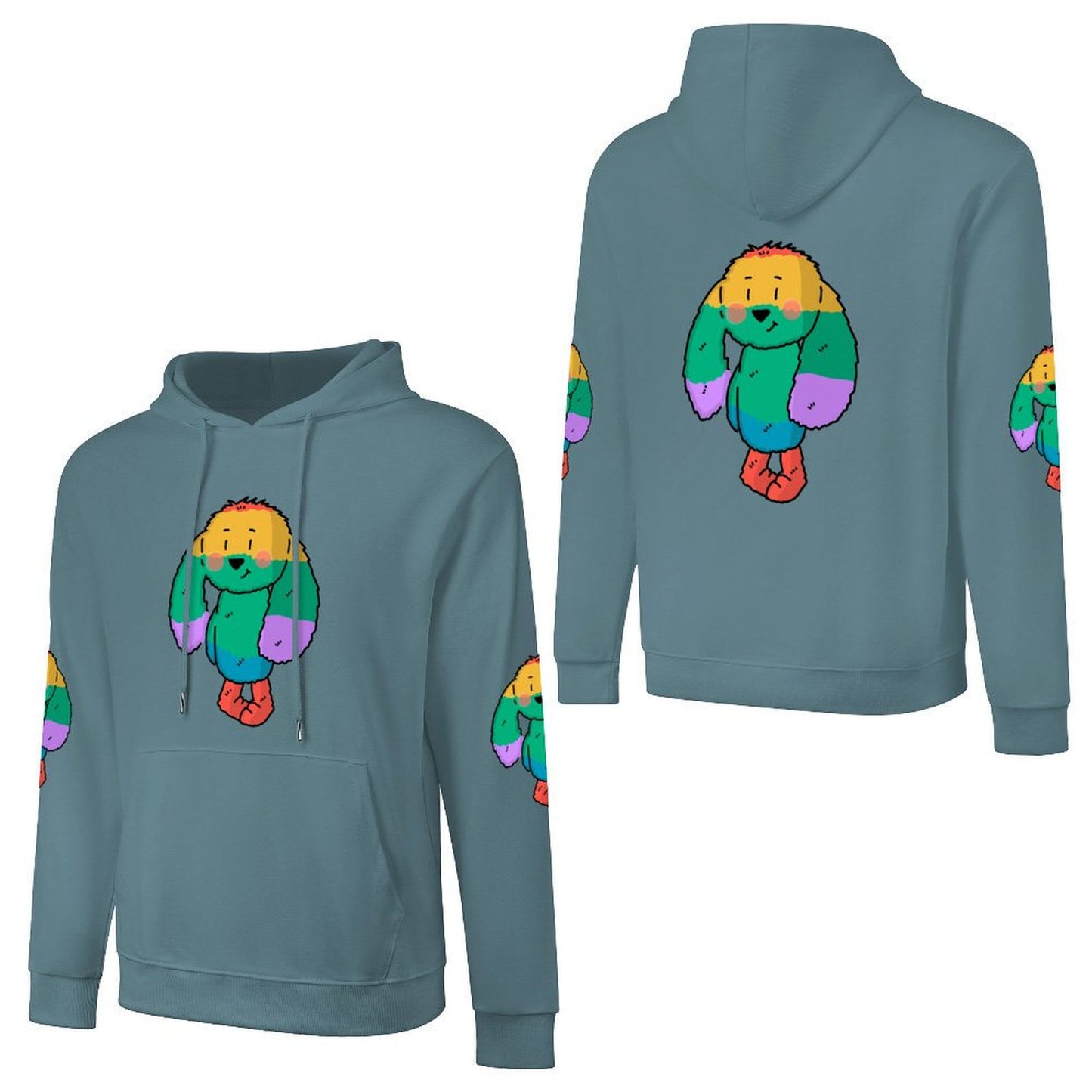 100% Cotton Multicolor Hoodie (front and back + 2 sleeve printed)