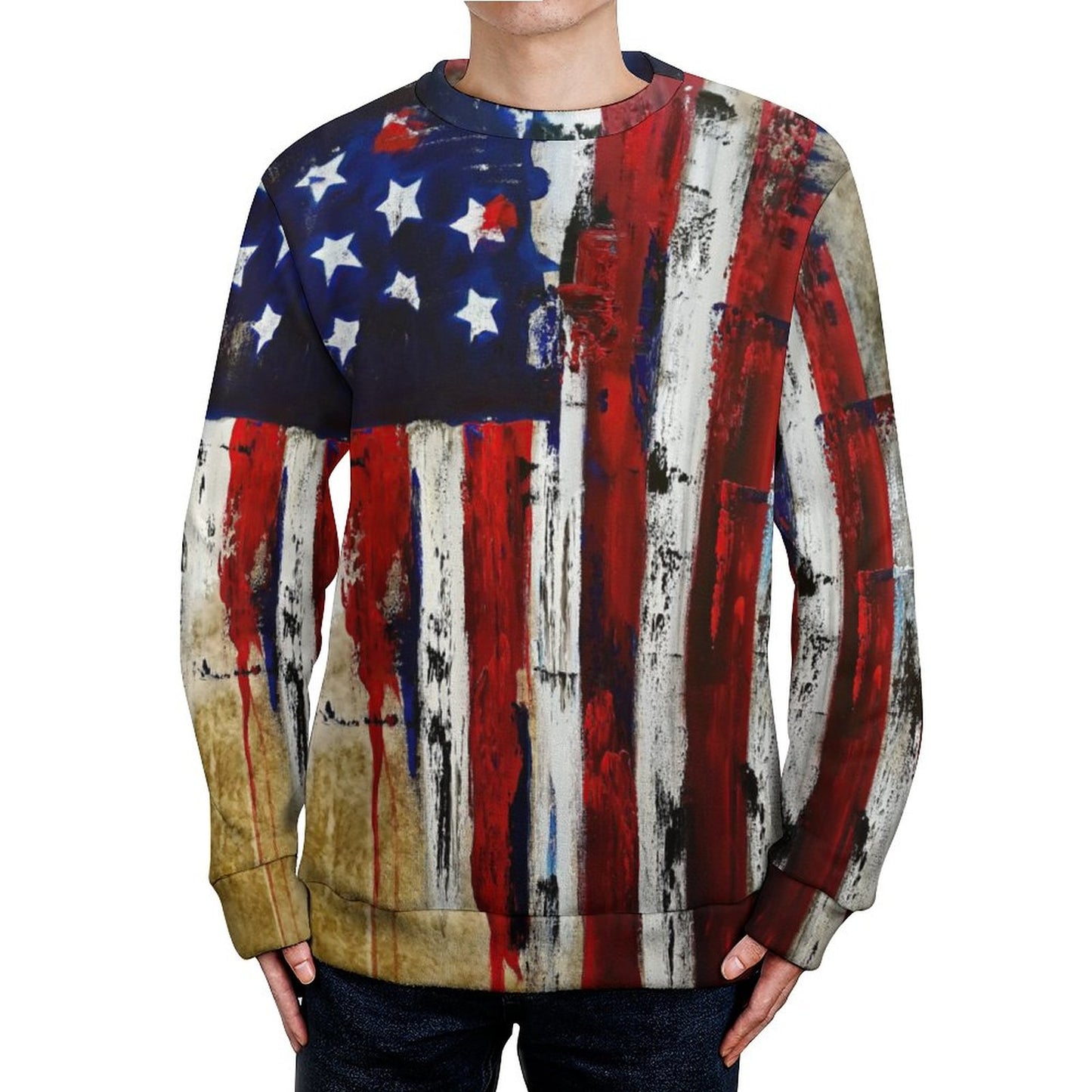 All-Over Print Round Neck Sweater