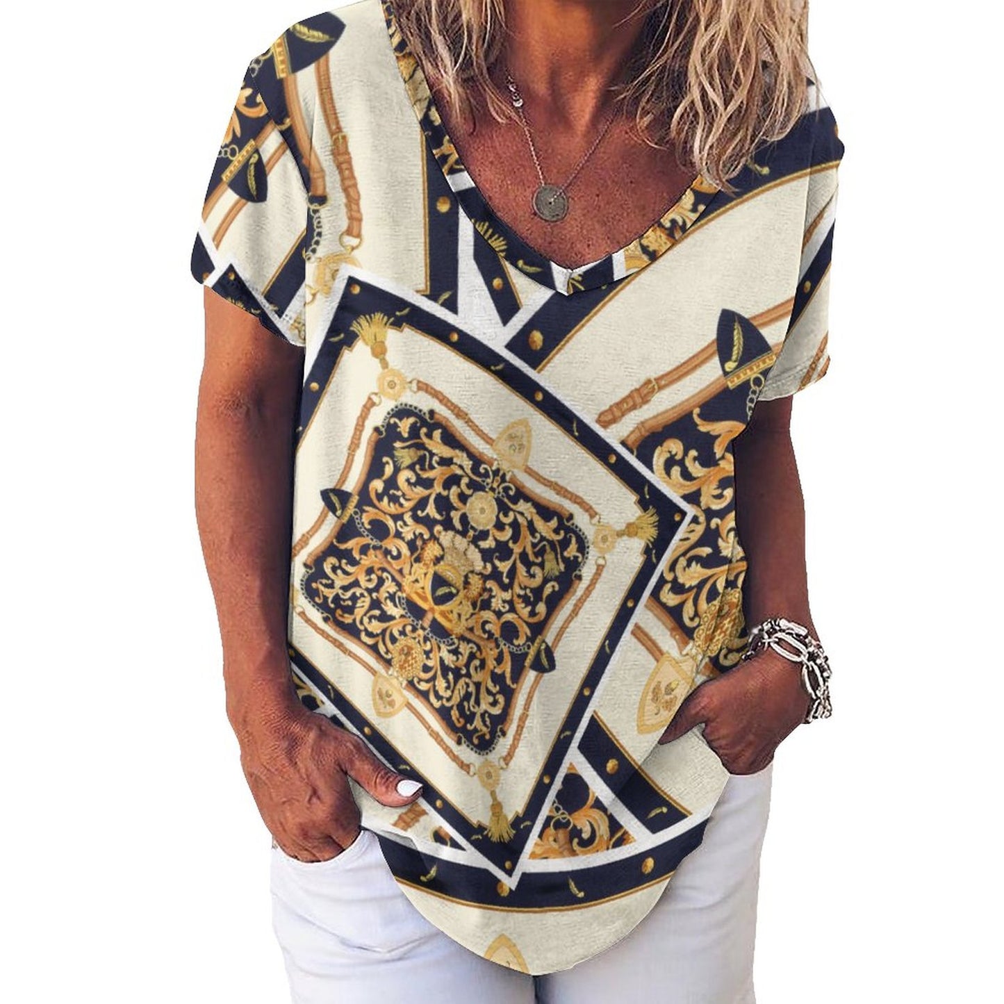 All-Over Print Women's V-neck Short Sleeve T-shirt