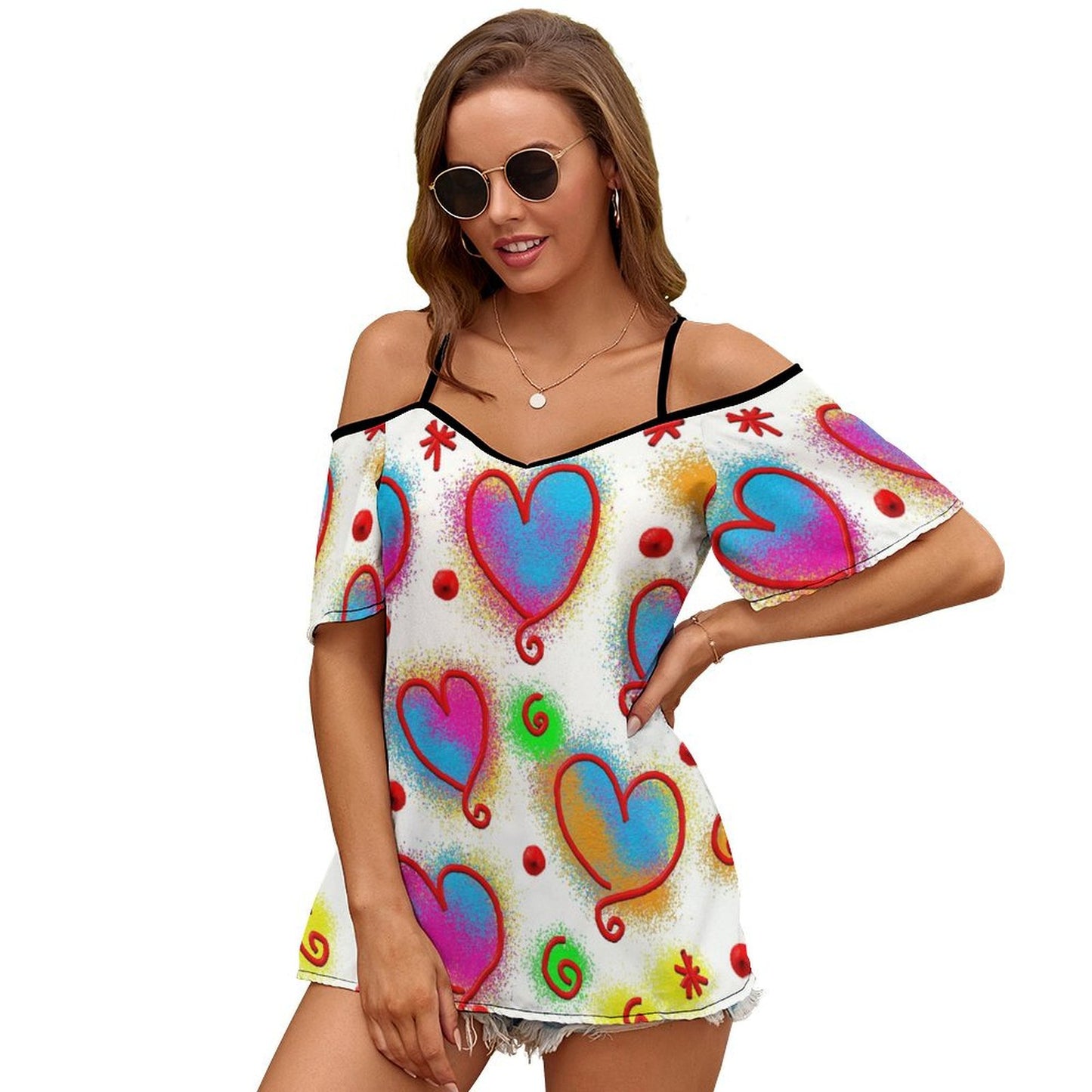 All-Over Print Women's Off Shoulder Halter Tops
