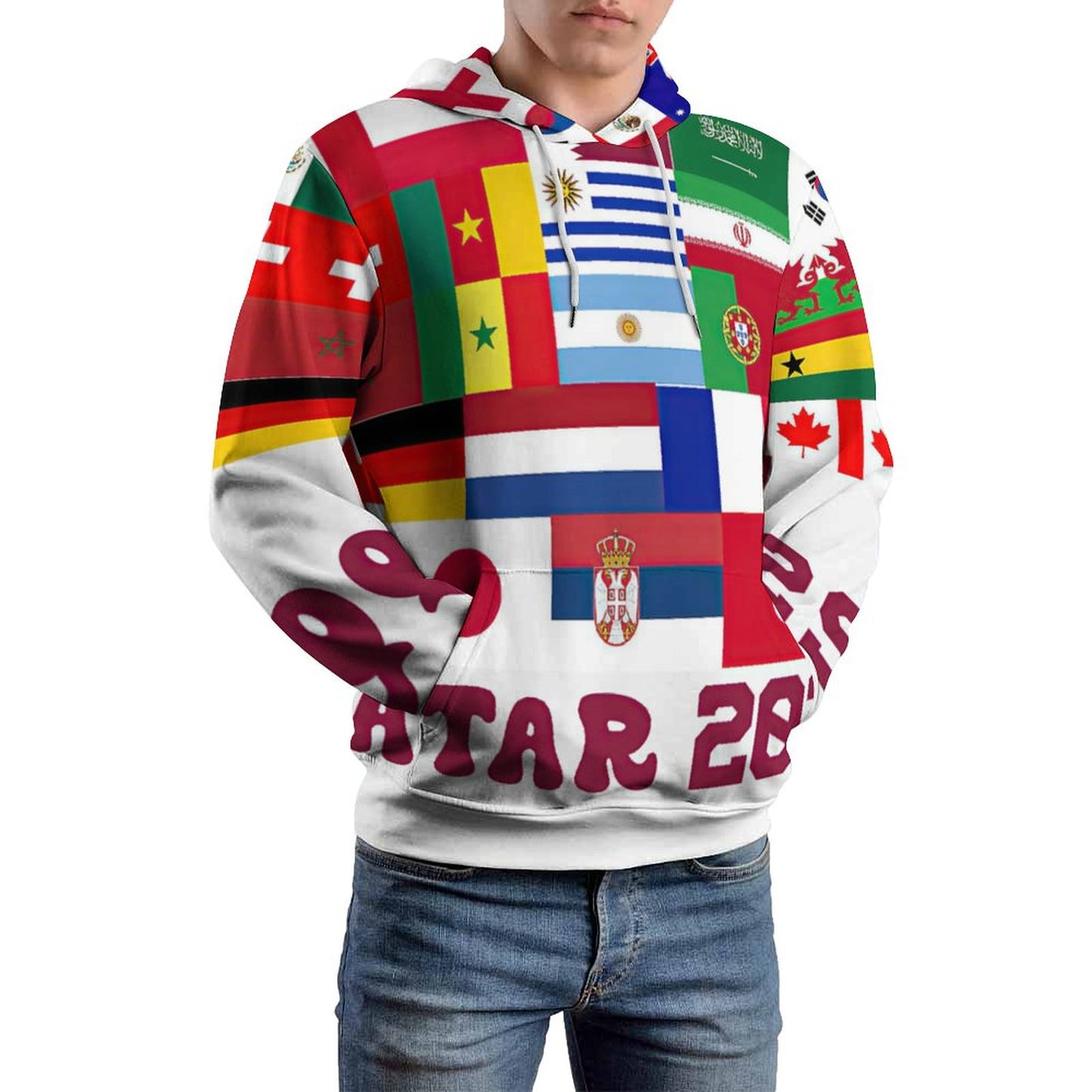 All-Over Print Loose-Fit Adult Hoodie with Double Layer Hood