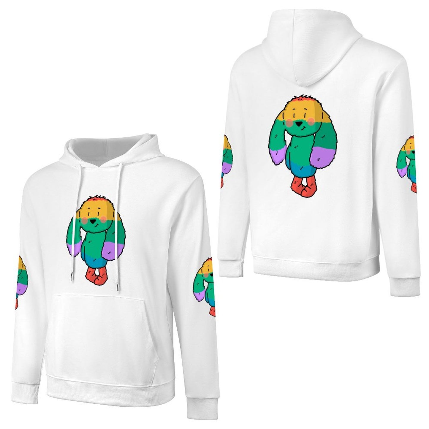 100% Cotton Multicolor Hoodie (front and back + 2 sleeve printed)