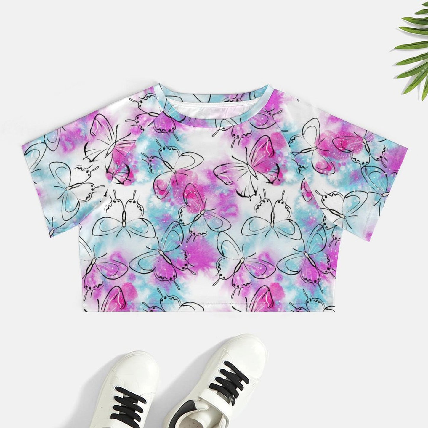 All-Over Print Women's Short Sleeved Navel Exposed