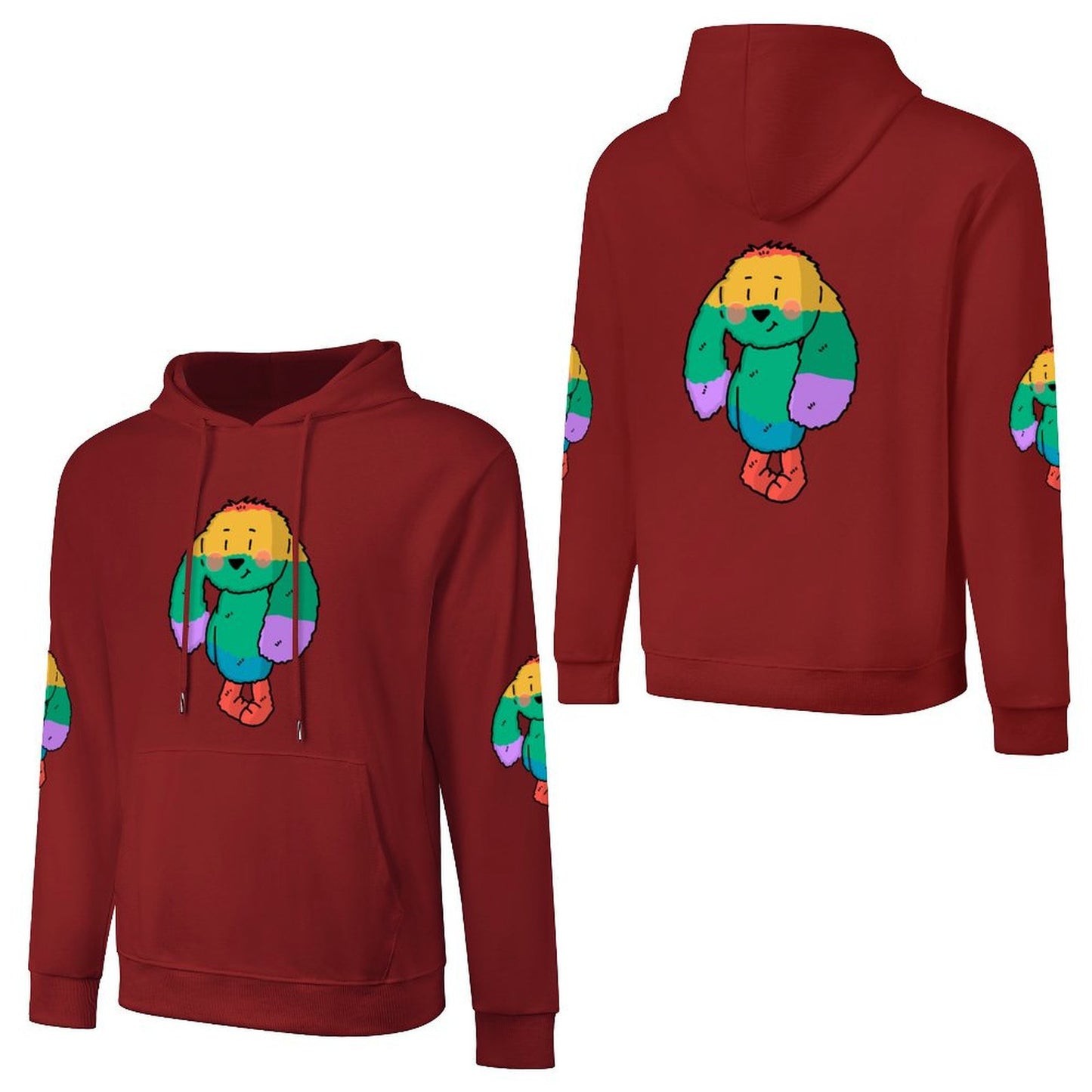 100% Cotton Multicolor Hoodie (front and back + 2 sleeve printed)