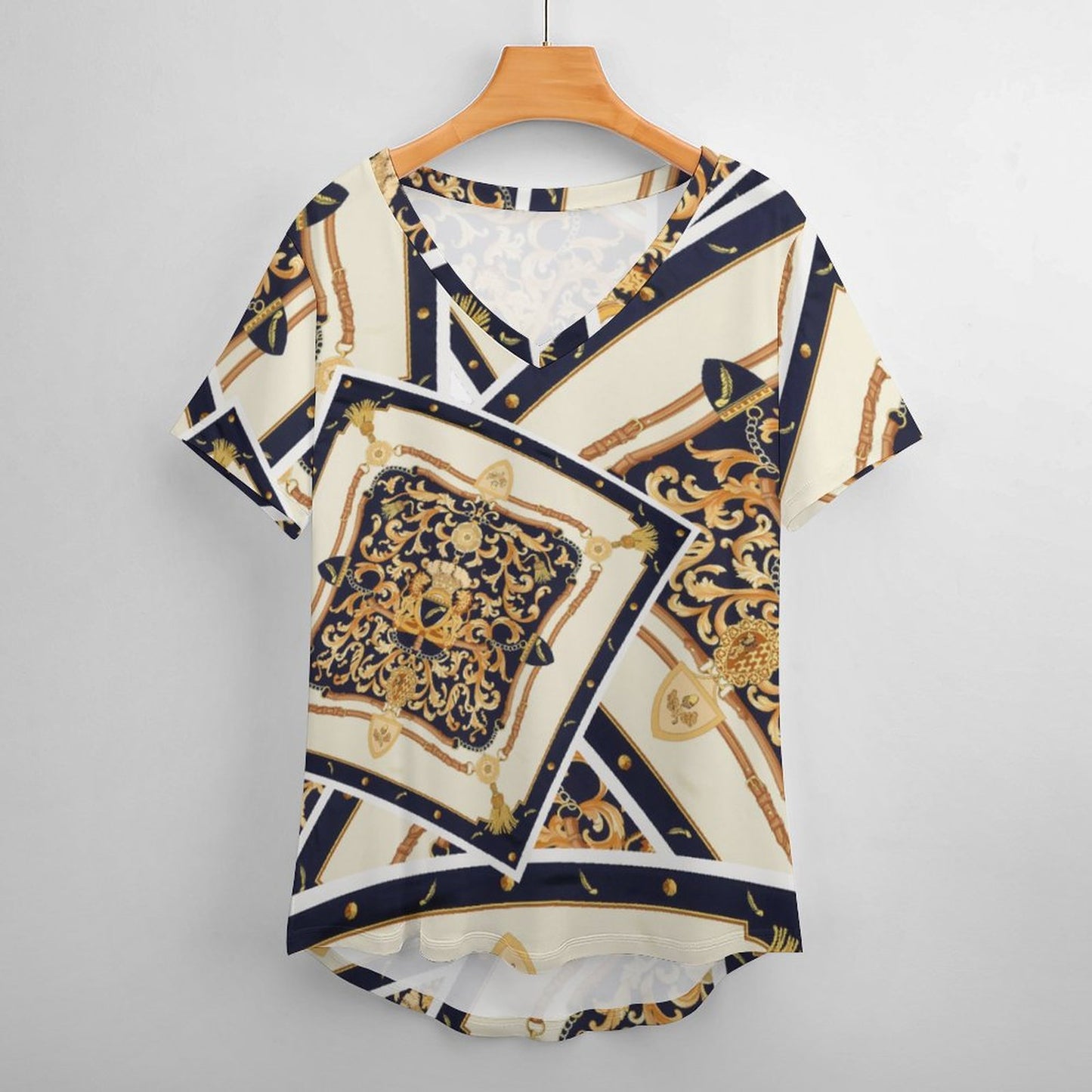 All-Over Print Women's V-neck Short Sleeve T-shirt